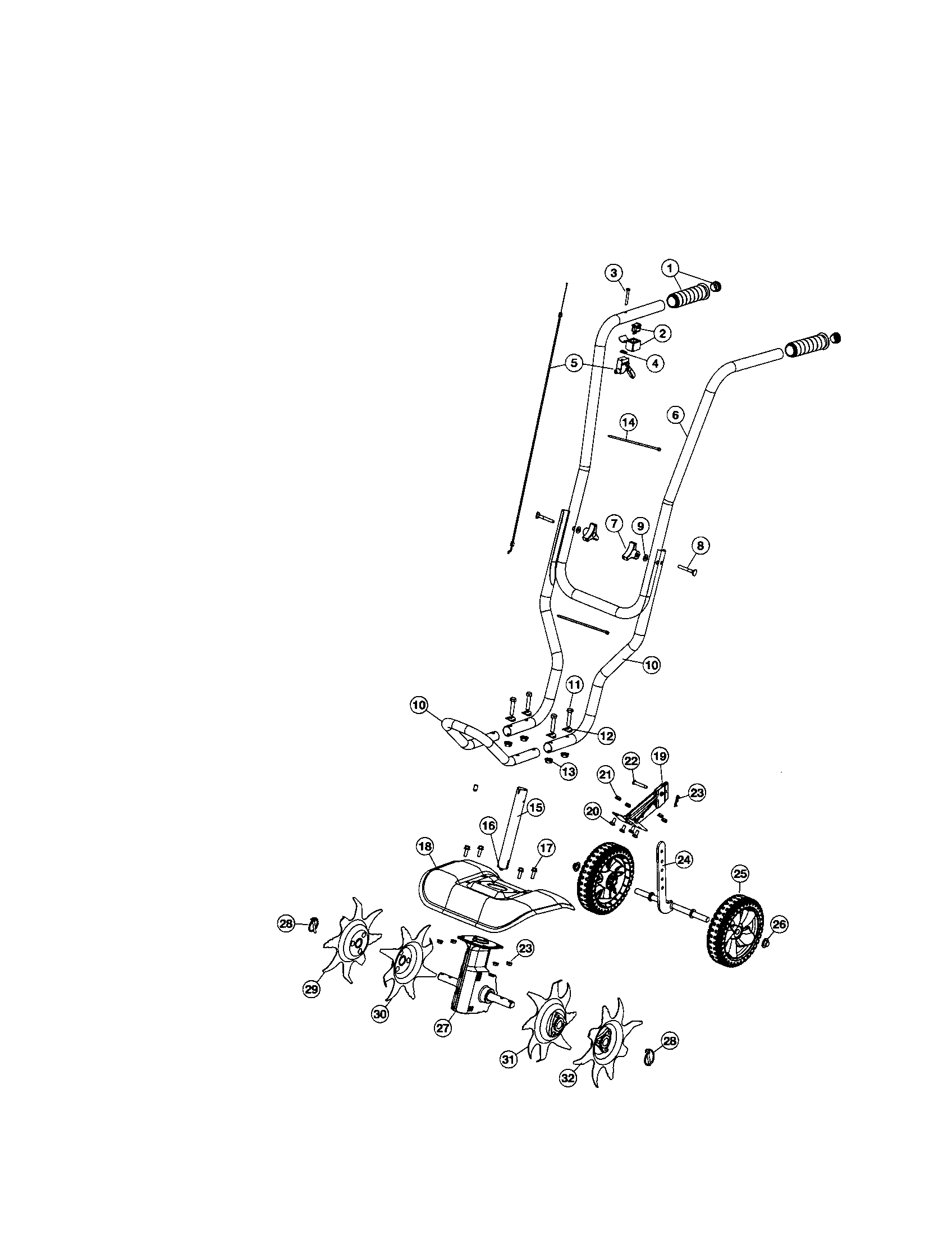 Craftsman 316292650 handle/wheels/tires diagram