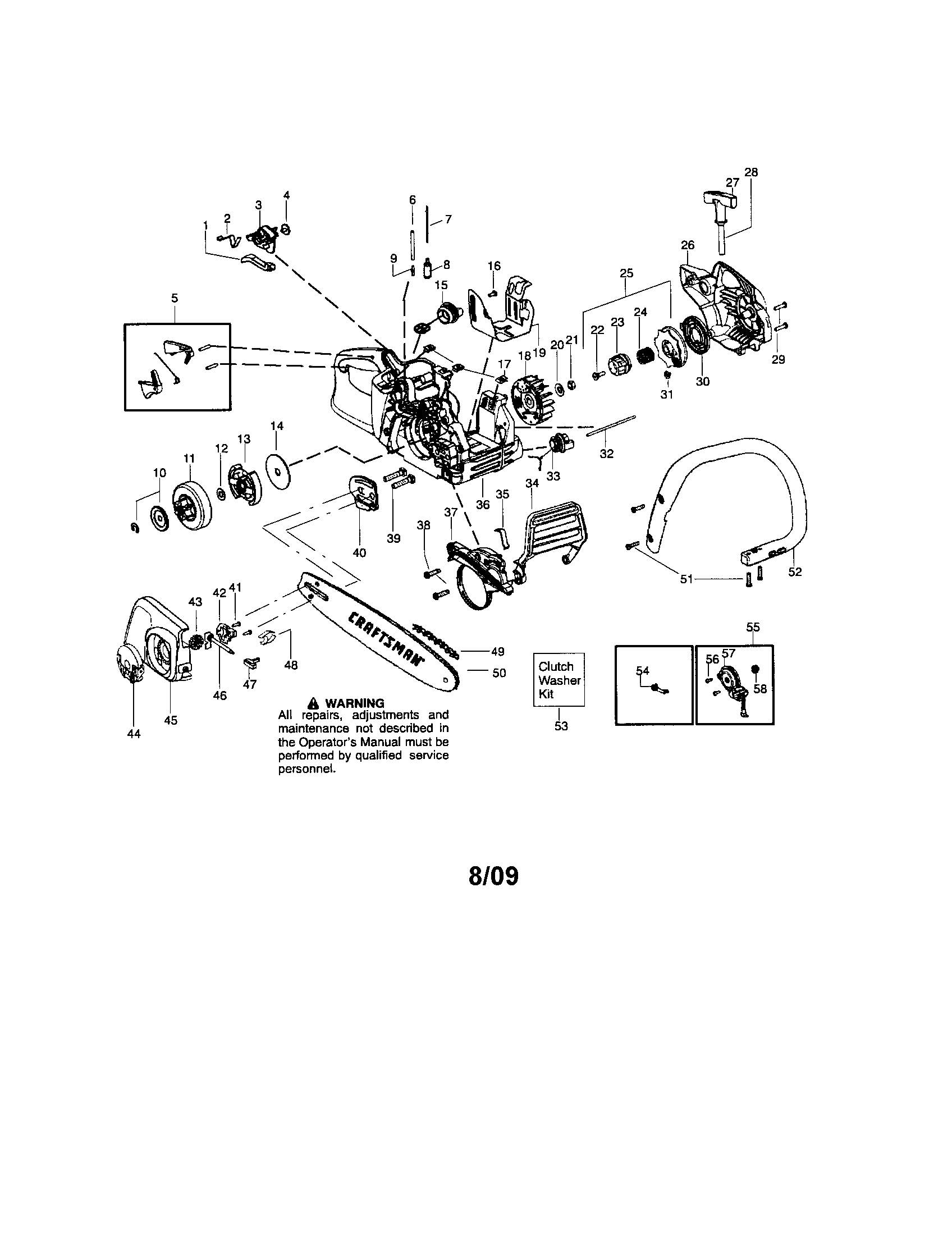 Craftsman 358351610 chassis/bar/handle diagram