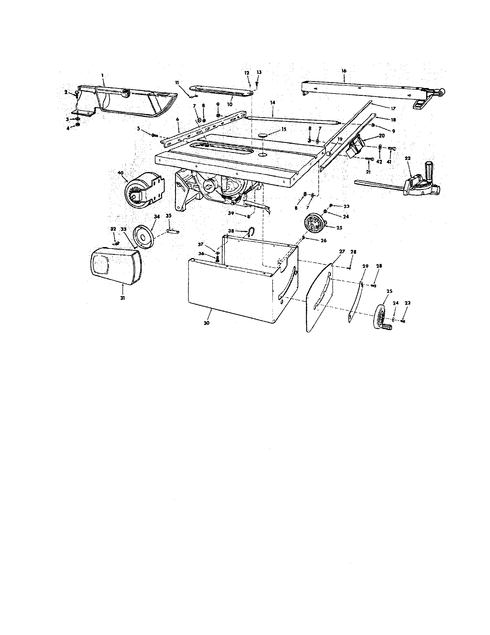 Craftsman 113298720 motor/miter gauge diagram
