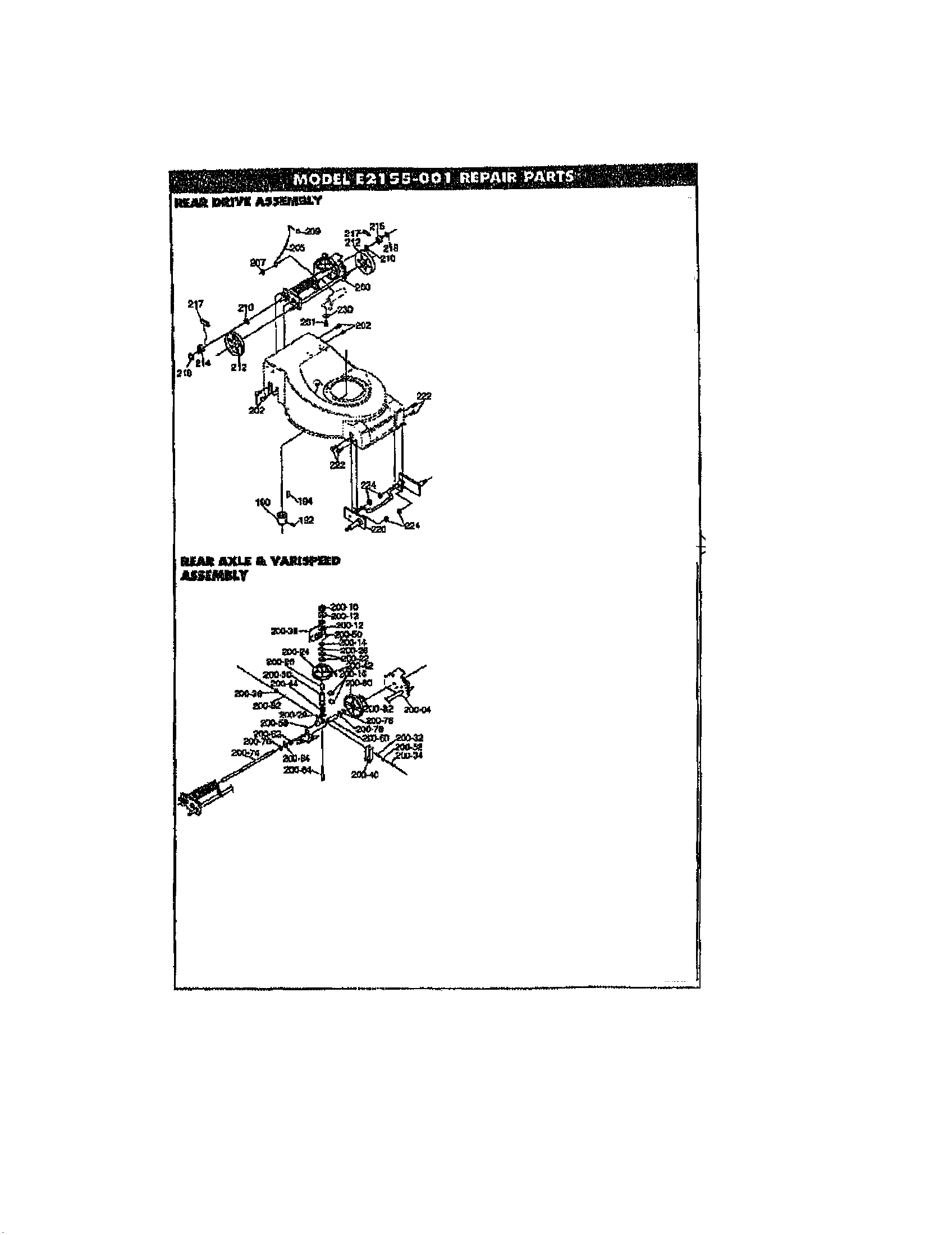 Noma E2155-001 rear drive/rear axle/varispeed diagram