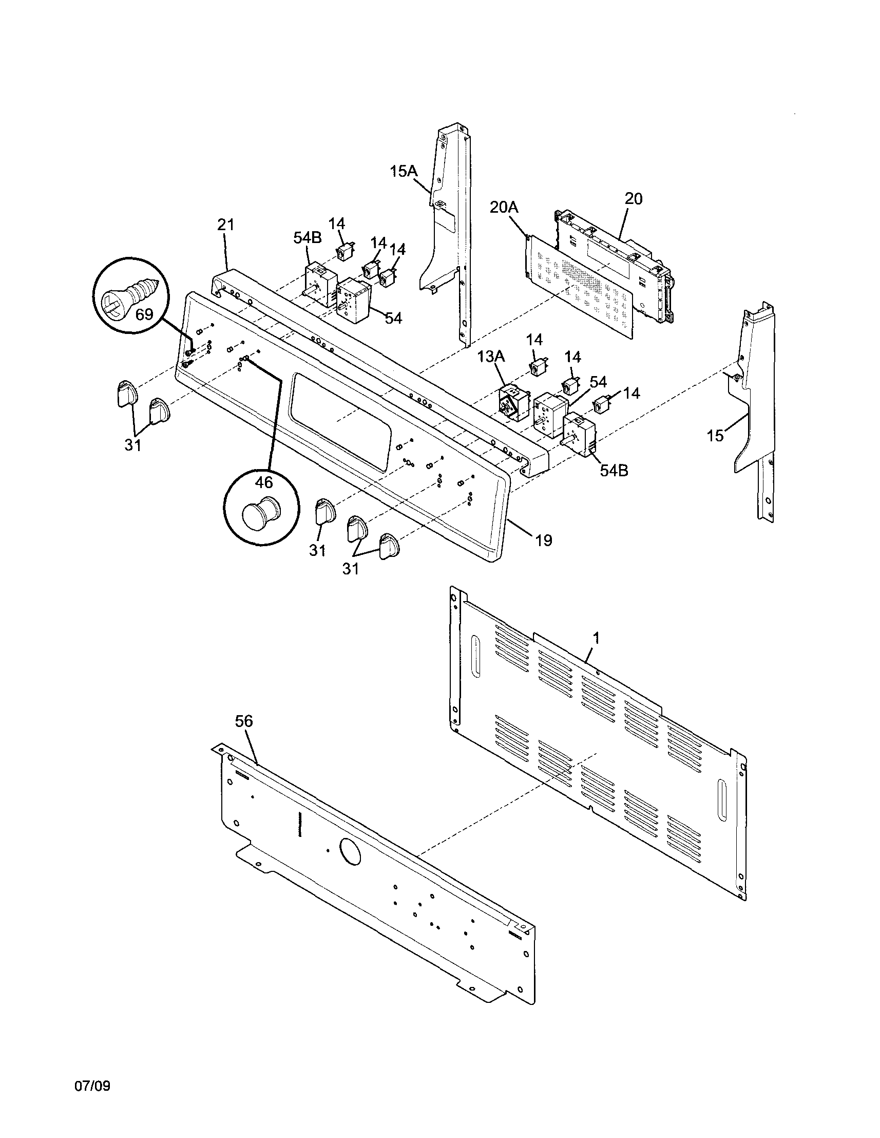 Frigidaire FGEF3034KWA backguard diagram