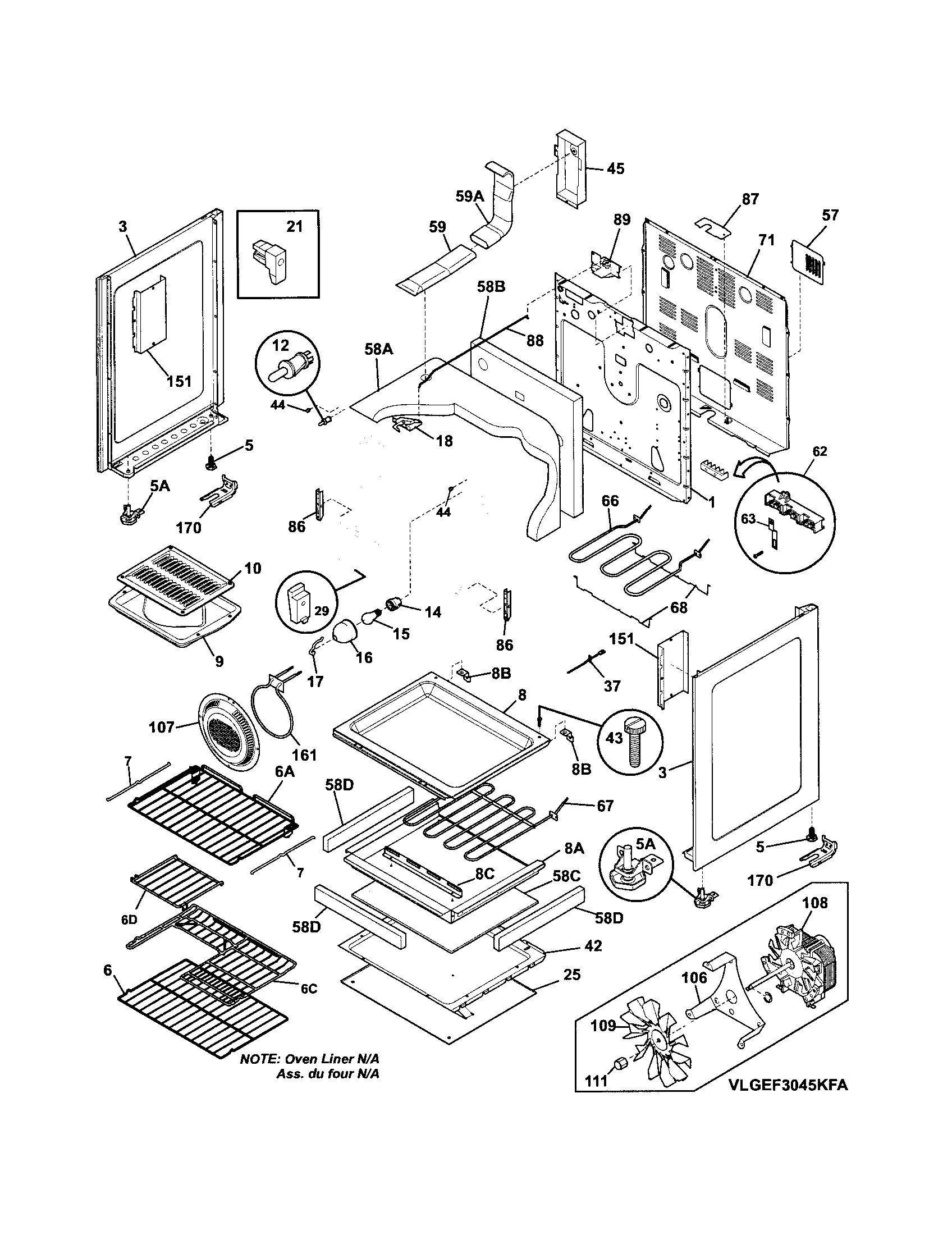 Frigidaire FGEF3034KWA body diagram