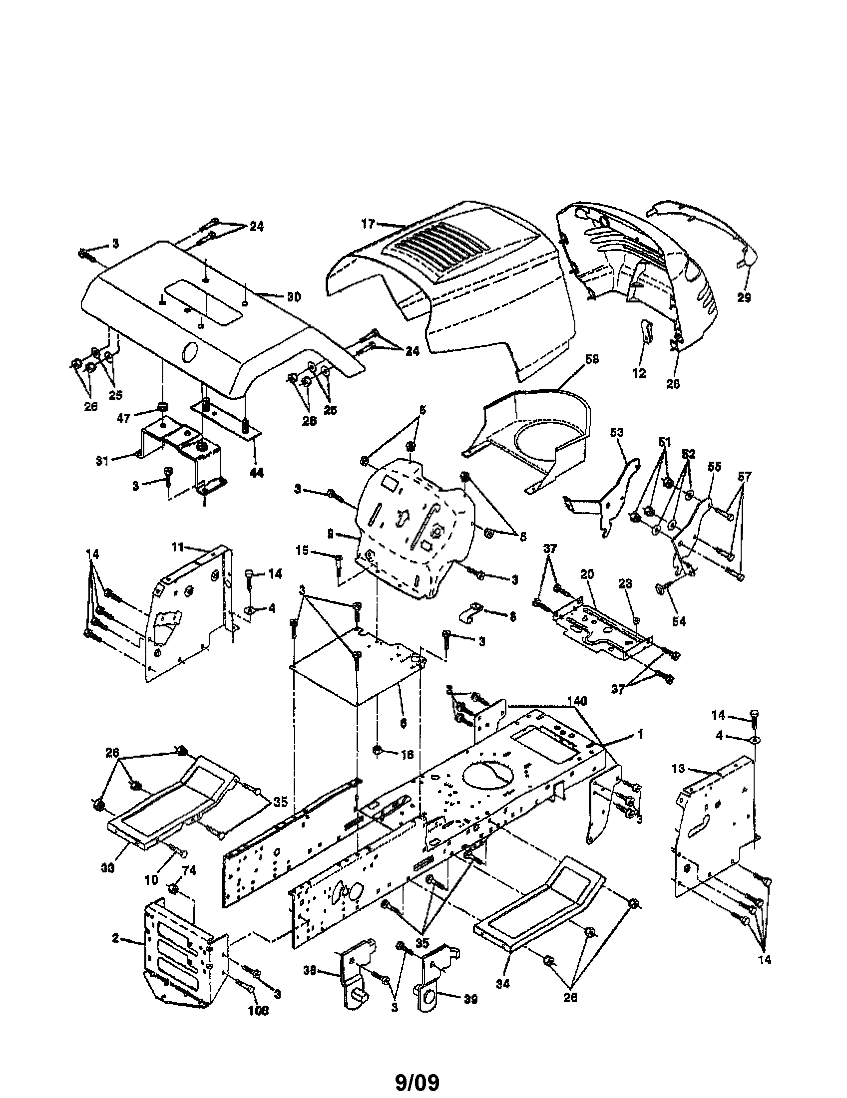 Poulan HDC185H46A chassis and enclosures diagram