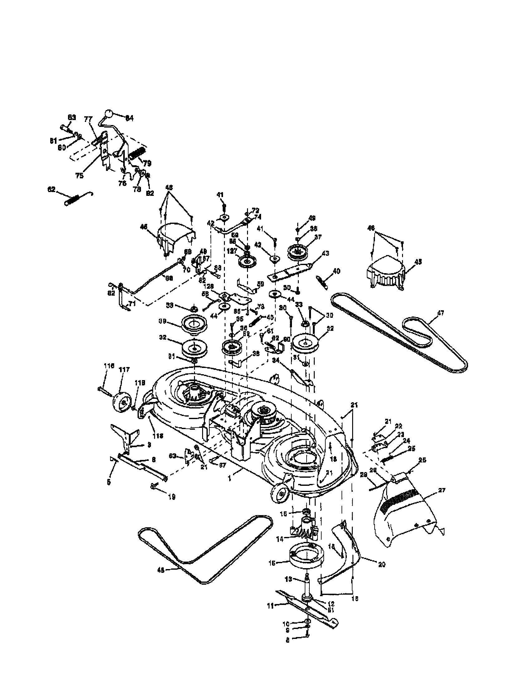 Poulan HDC185H46A mower deck diagram