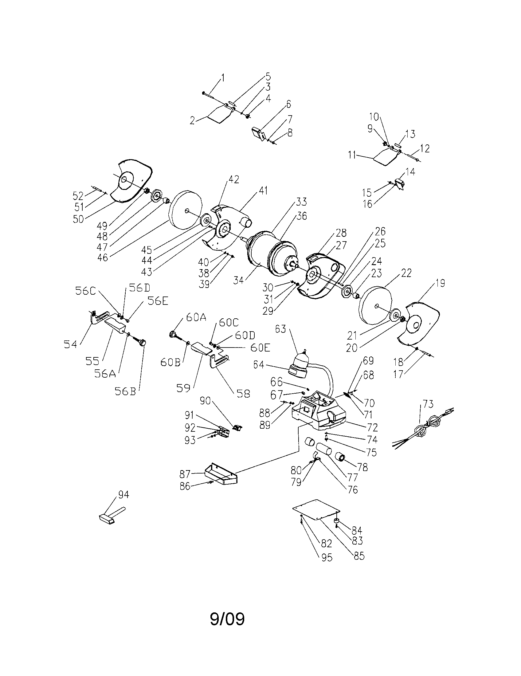Craftsman 152220600 10" bench grinder diagram