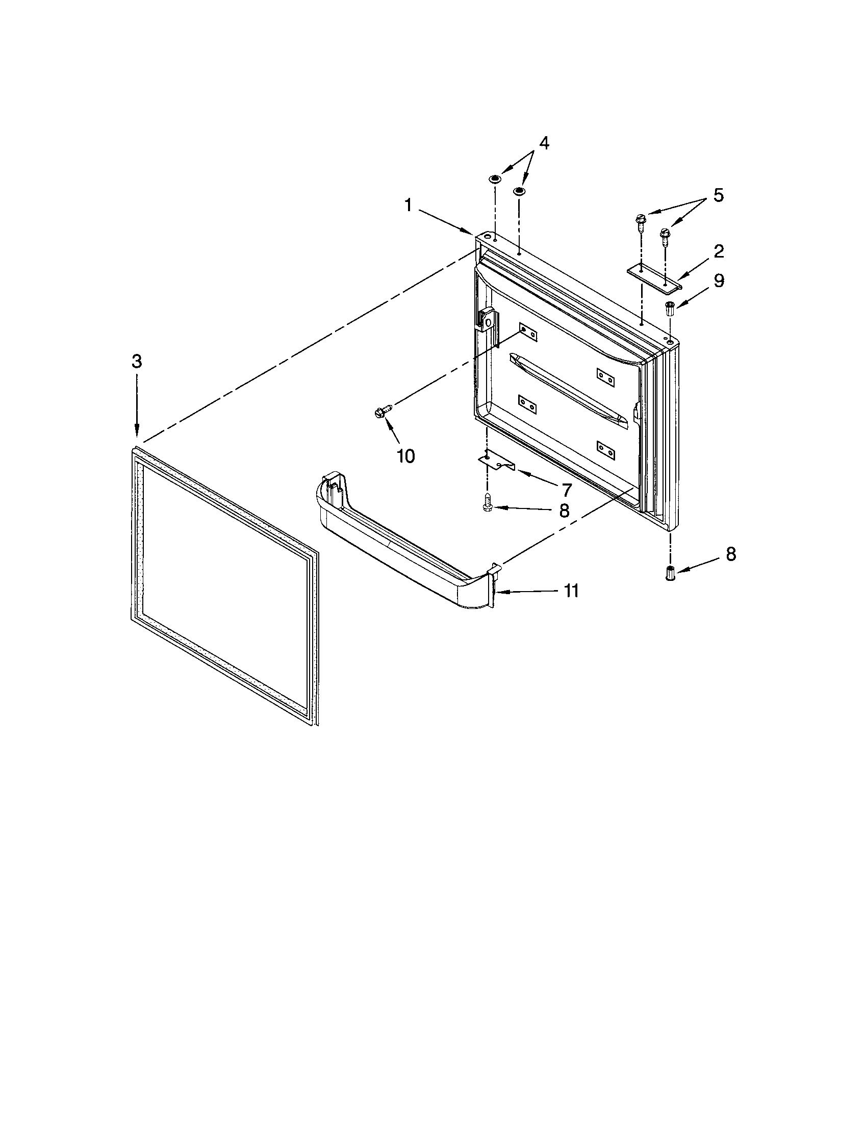 Kenmore 59675239404 freezer door diagram