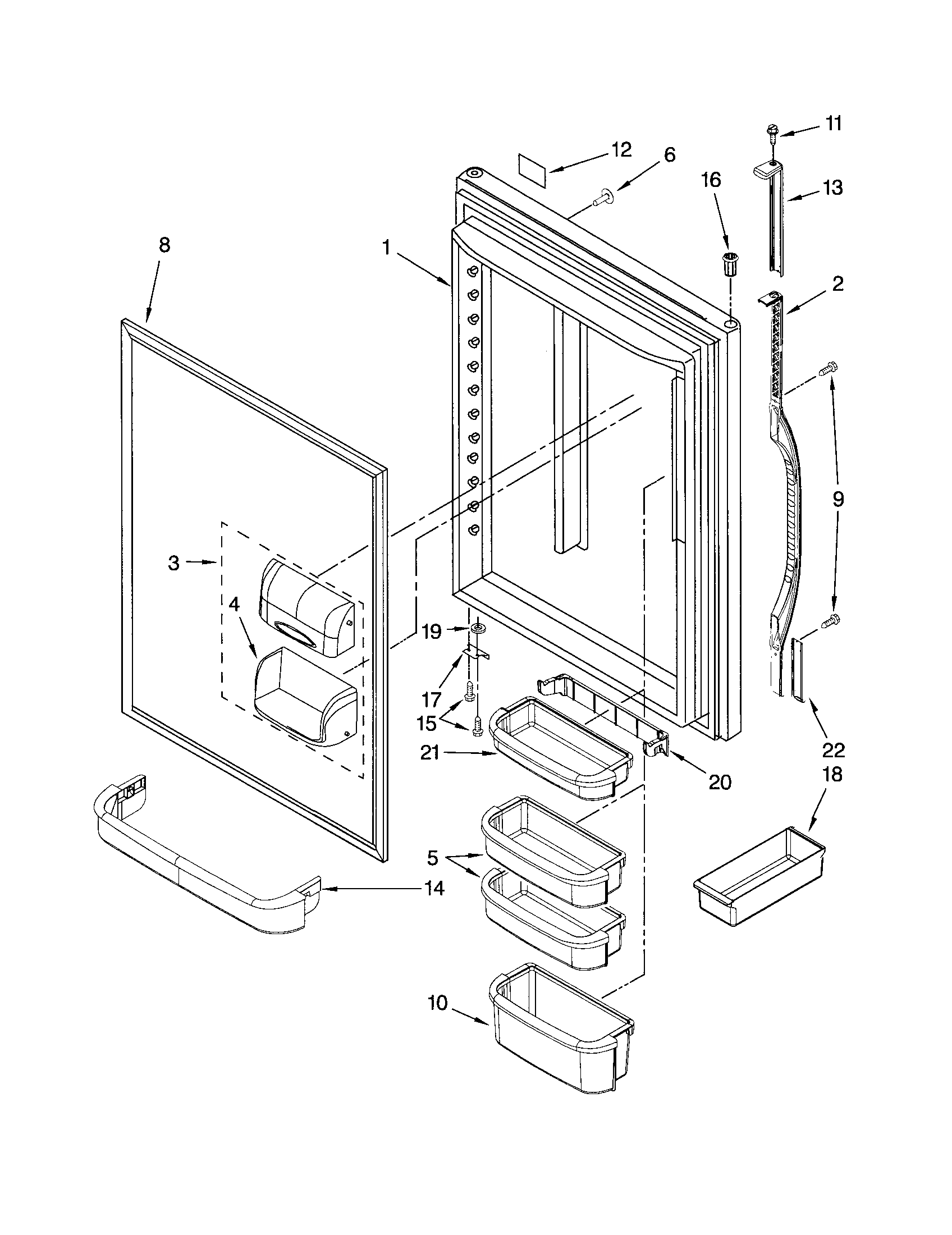 Kenmore 59675239404 refrigerator door diagram