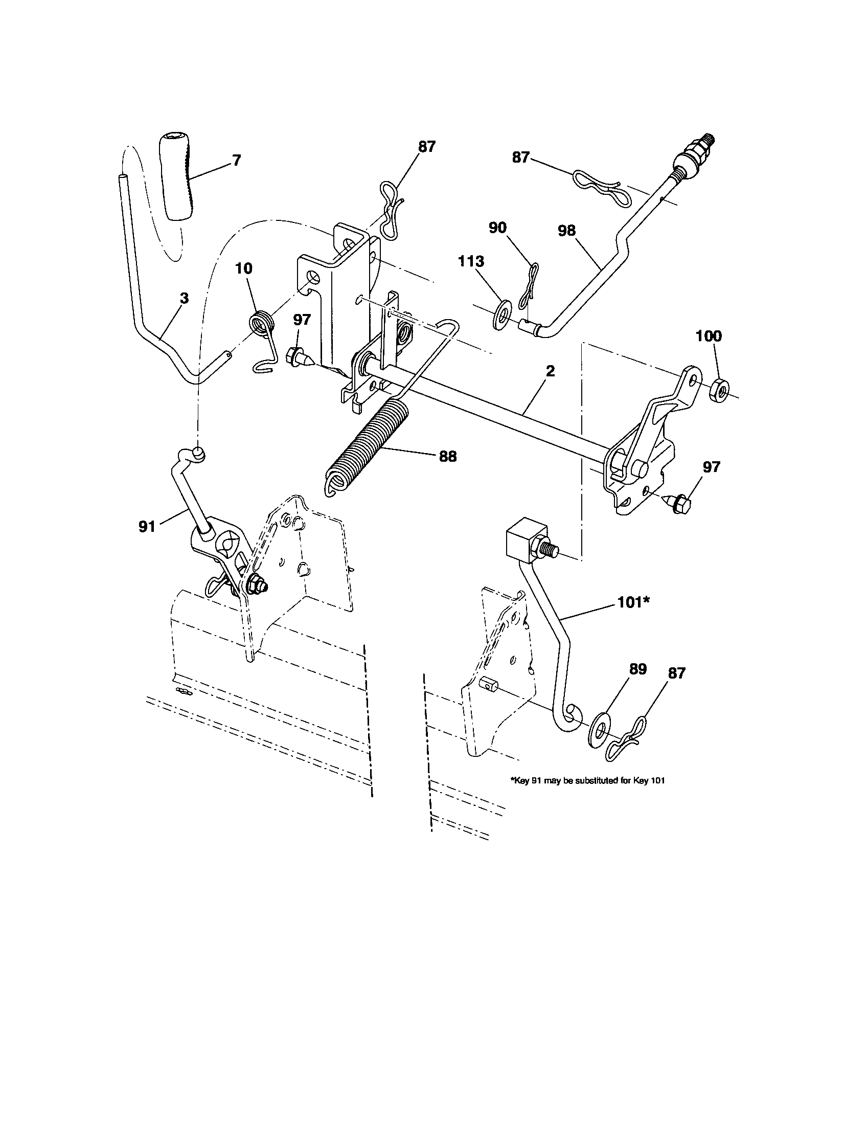 Poulan 96042003604 mower lift diagram