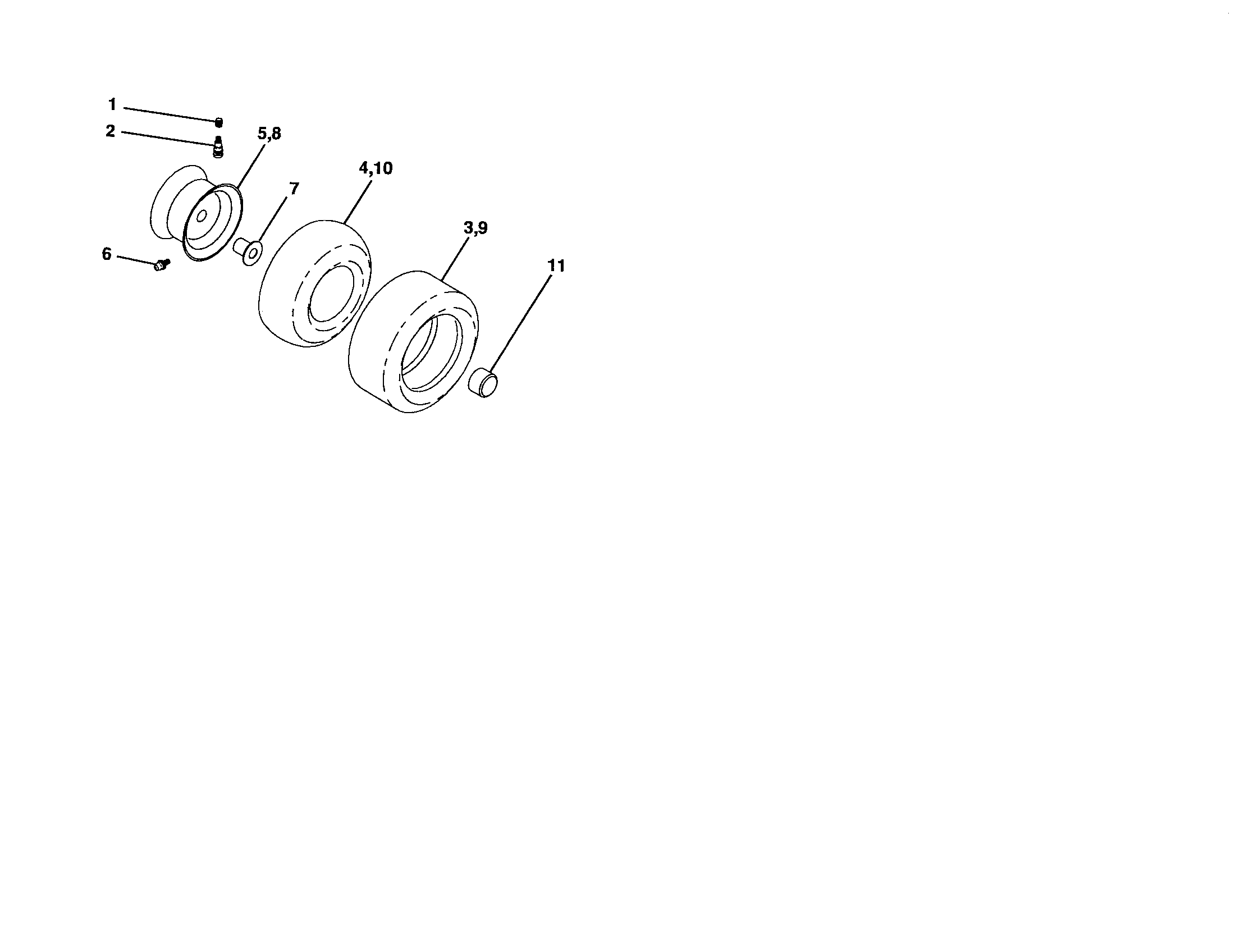 Poulan 96042003604 wheels and tires diagram