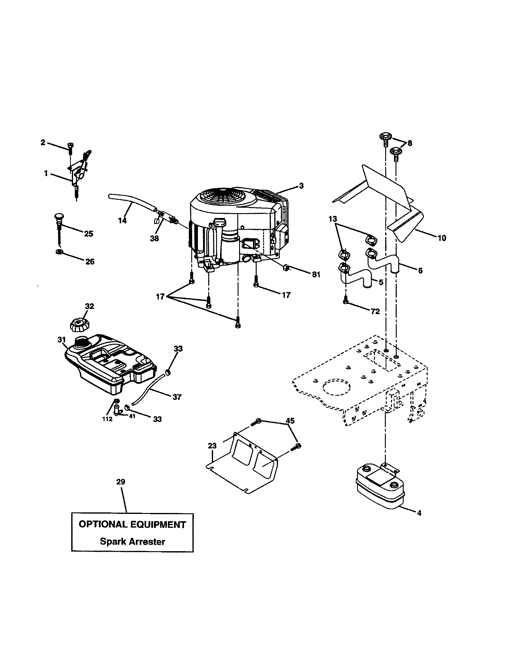 Poulan PD22H42STA engine diagram