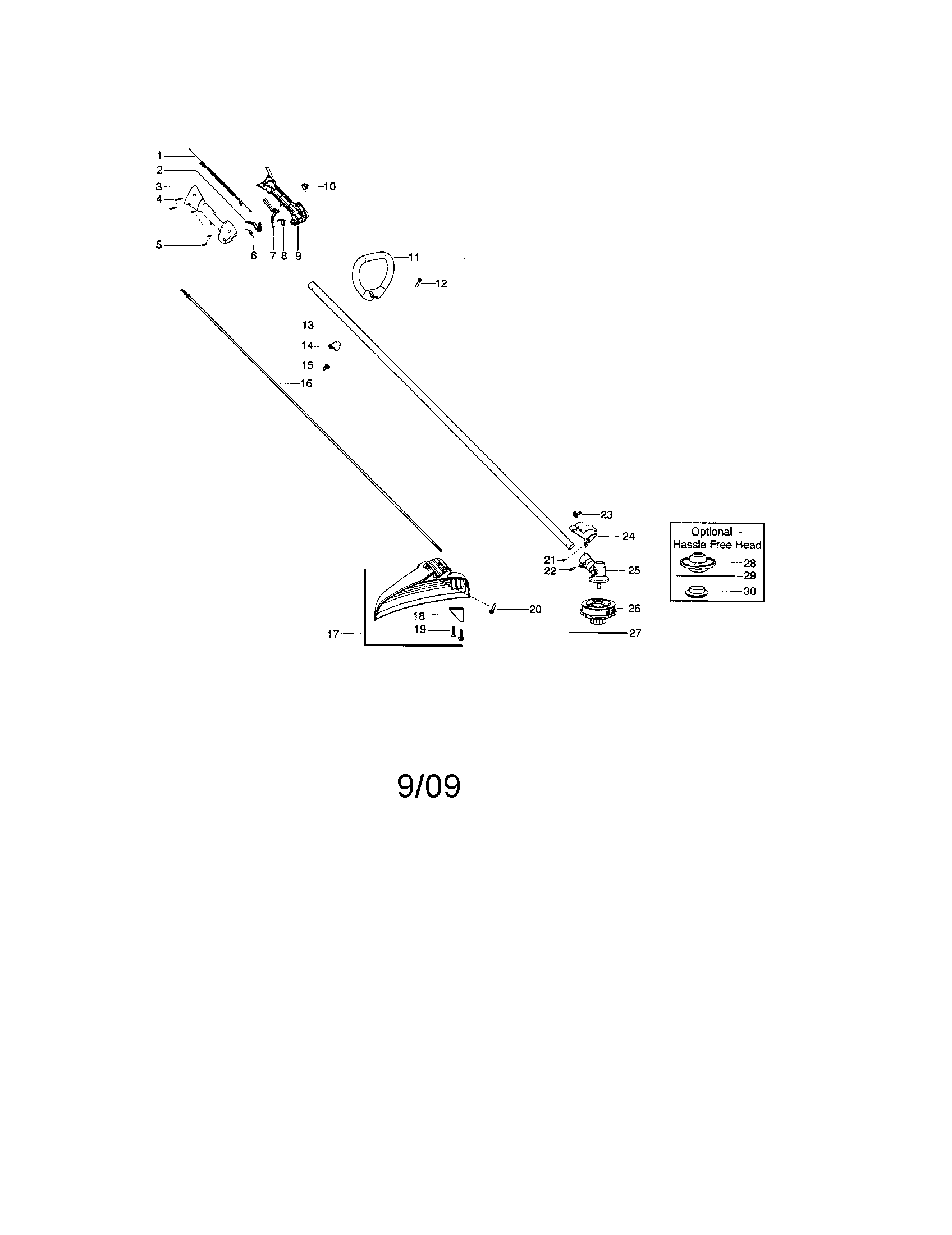 Craftsman 358792010 handle/drive shaft/shield diagram