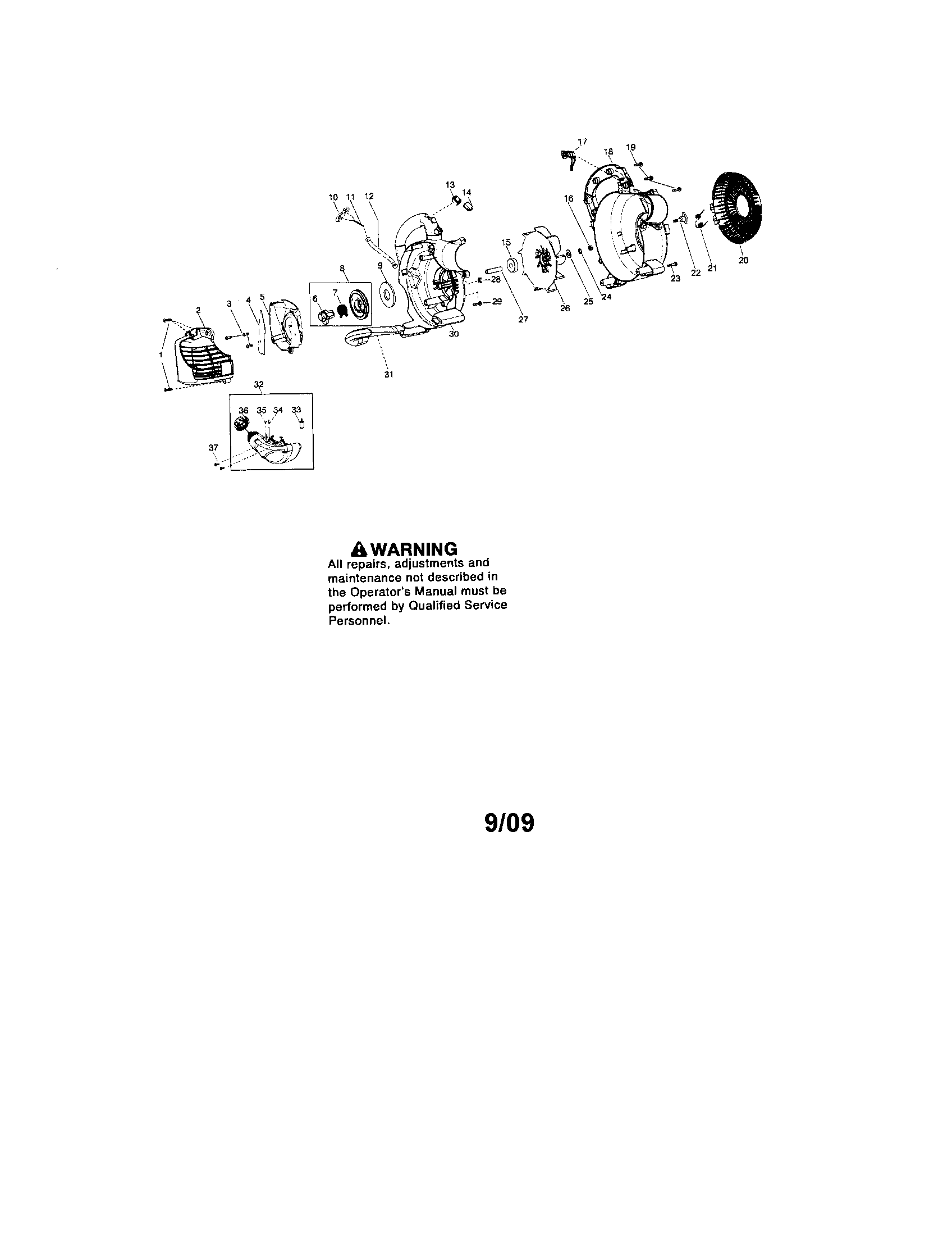 Craftsman 358794743 scroll/handle/impeller diagram
