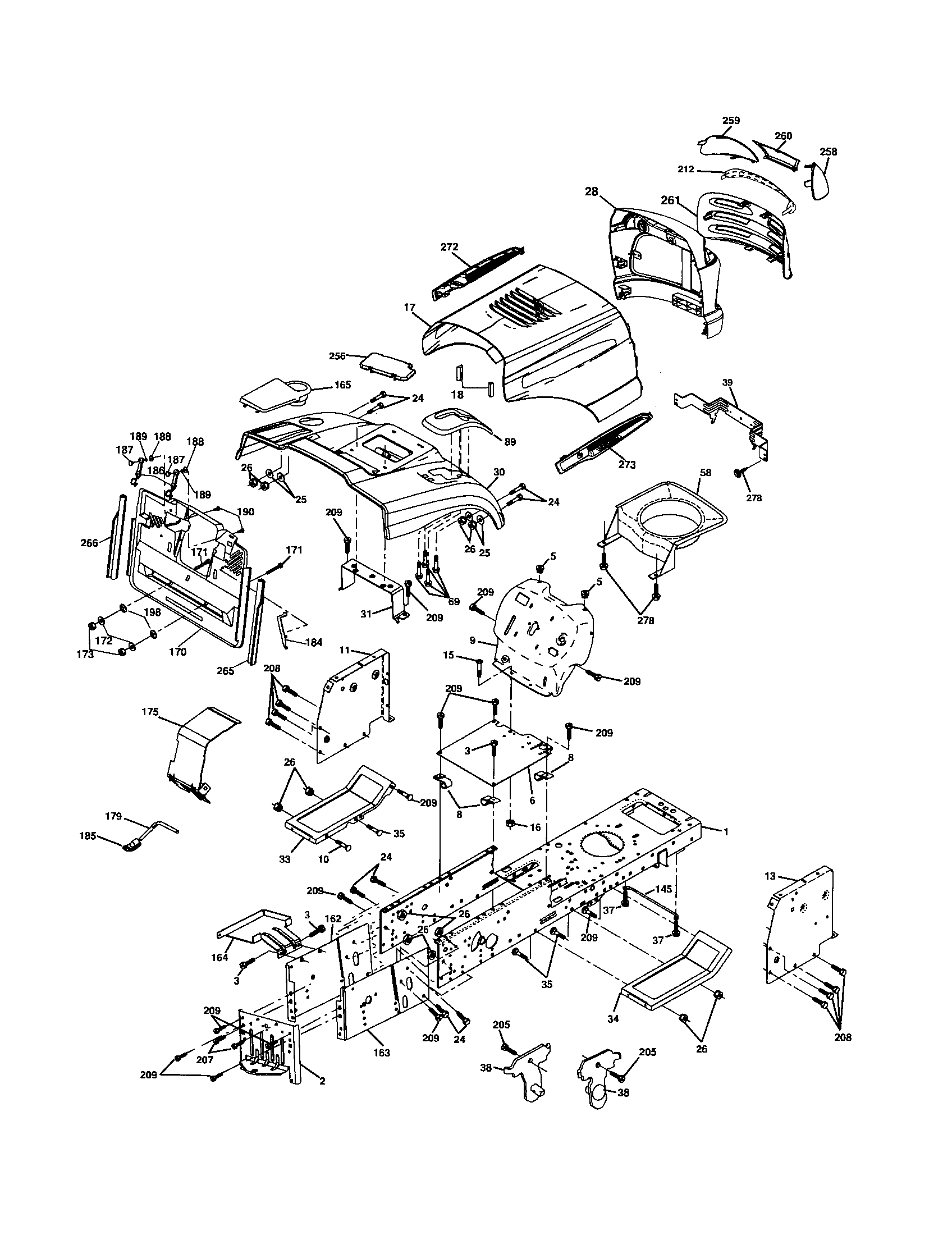 Poulan CT131 chassis and enclosures diagram