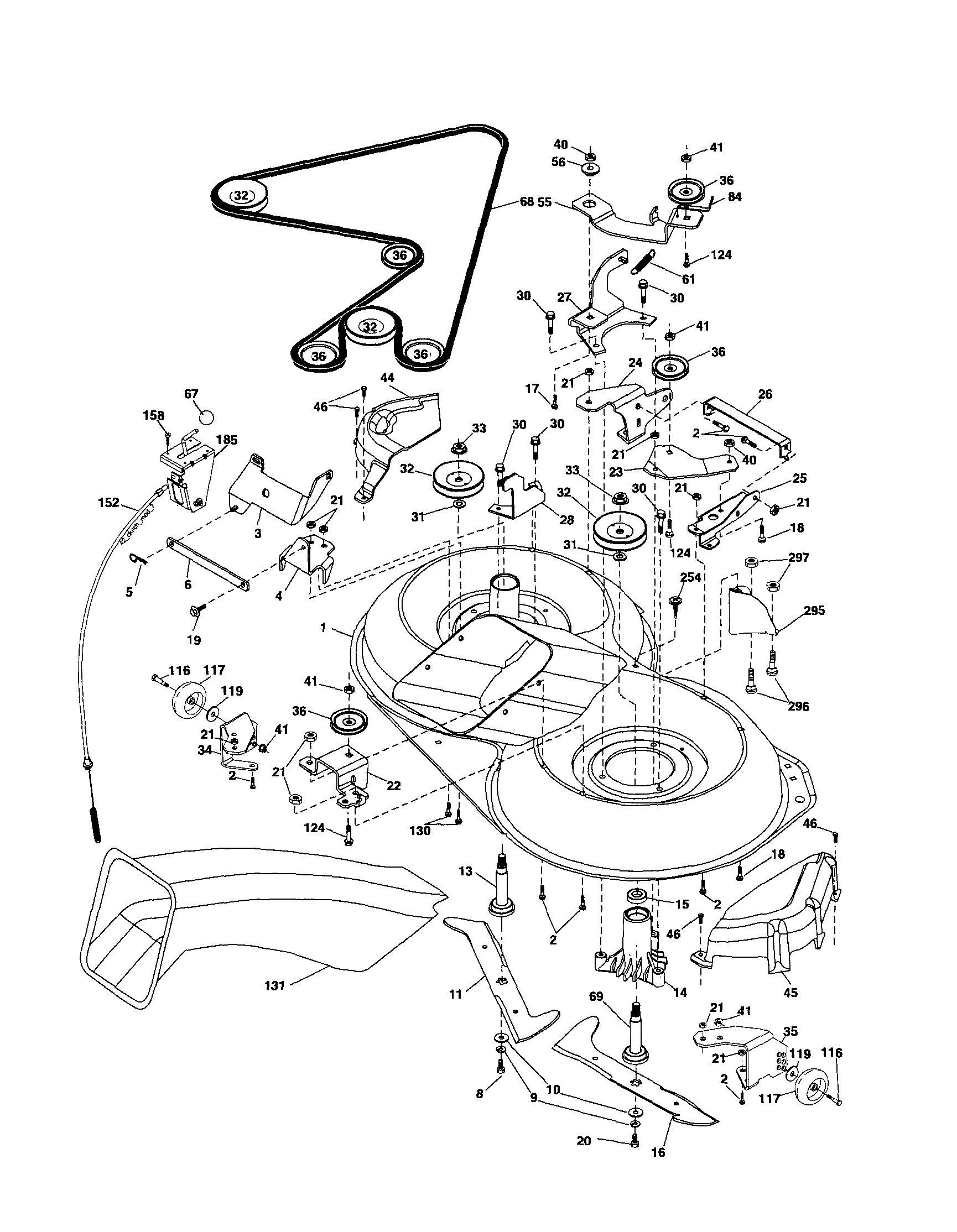 Poulan CT131 mower deck diagram