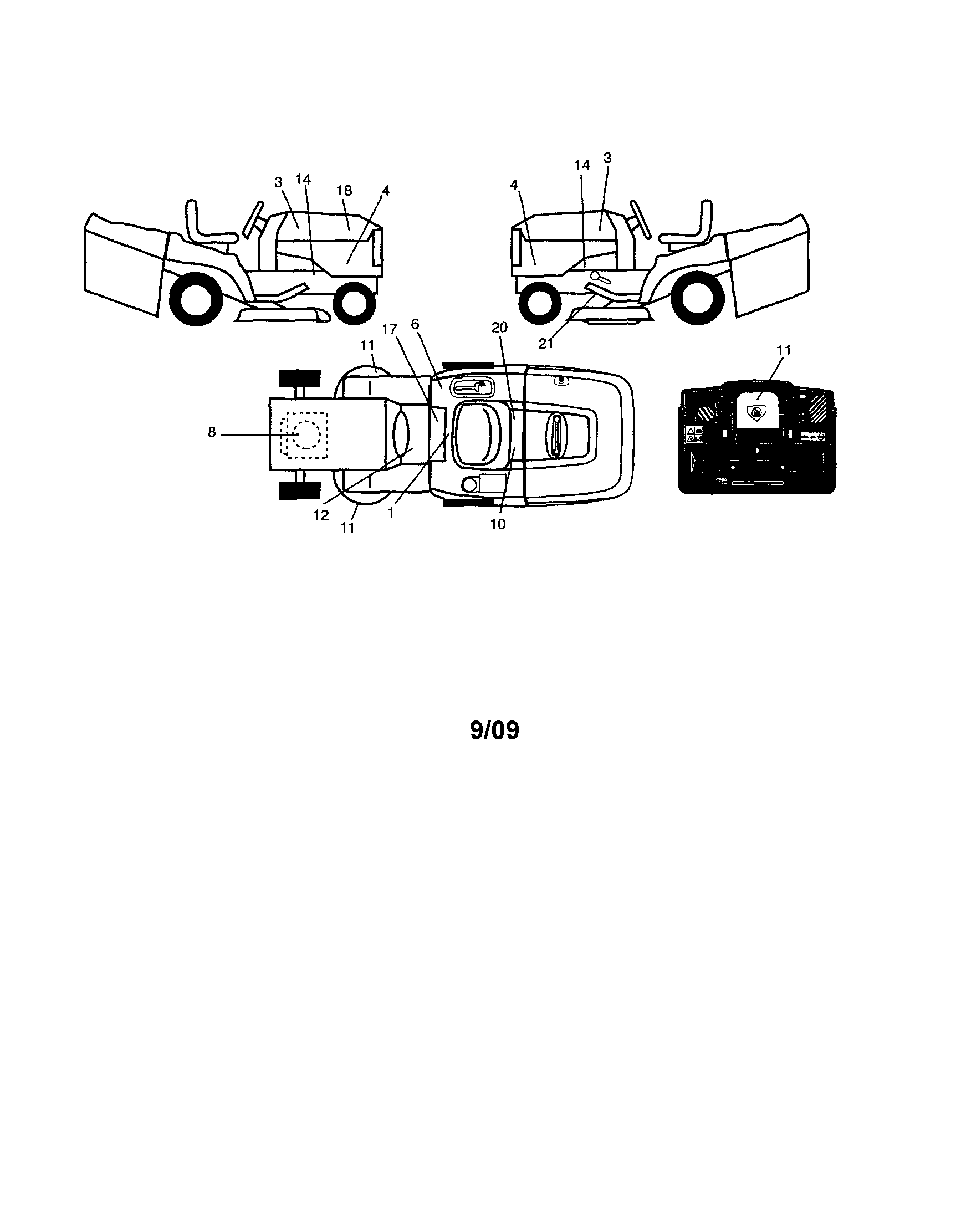 Husqvarna CTH191 decals diagram
