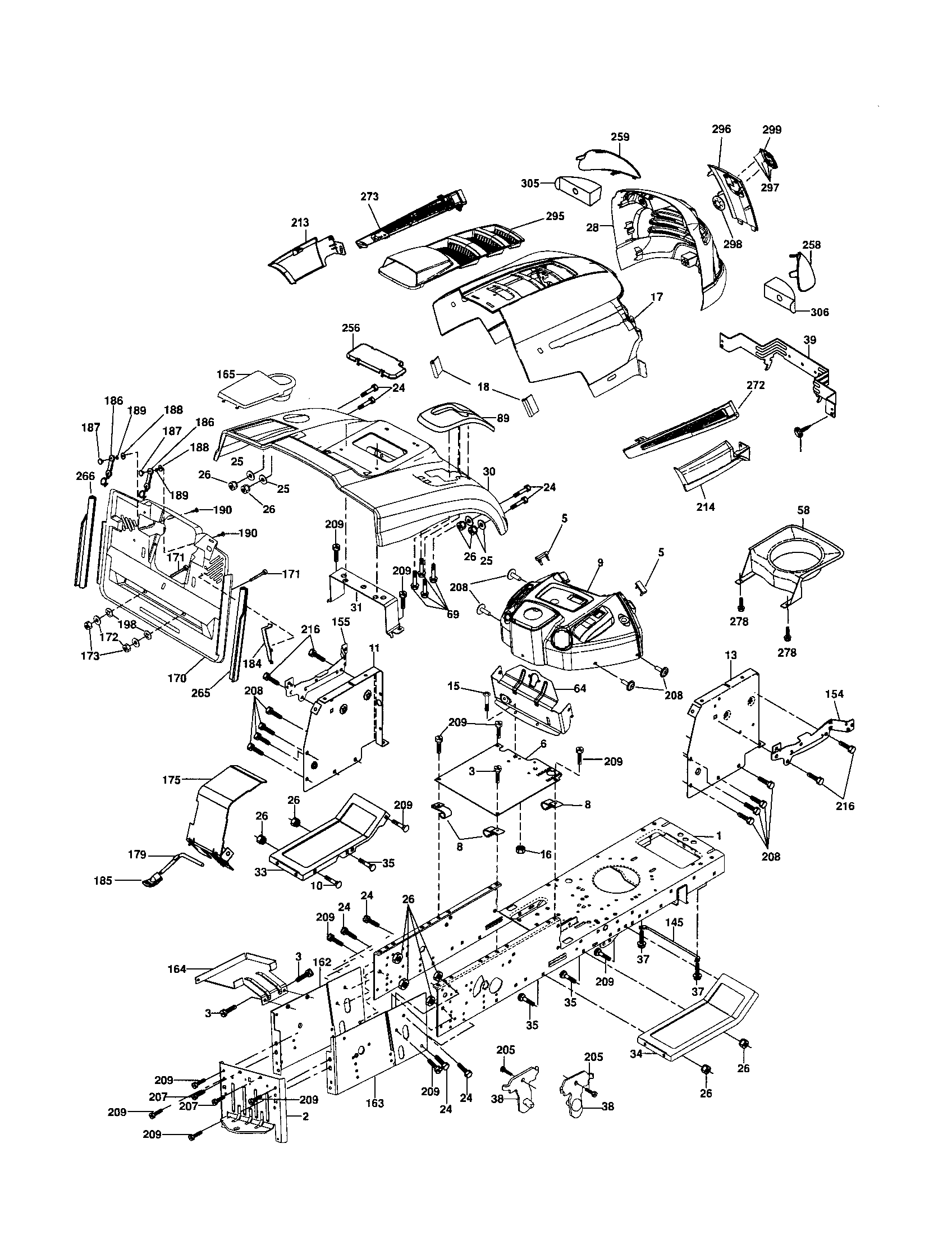 Husqvarna CTH191 chassis and enclosures diagram