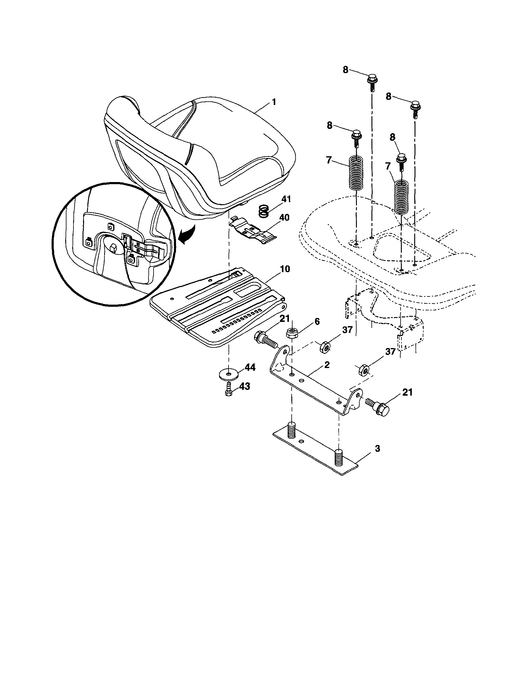 Poulan 96042010800 seat diagram