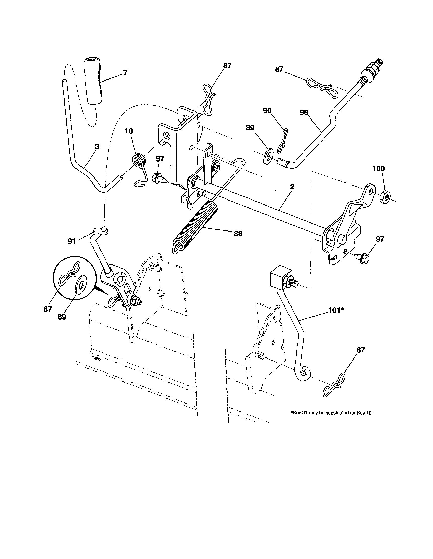 Poulan 96042010800 mower lift diagram