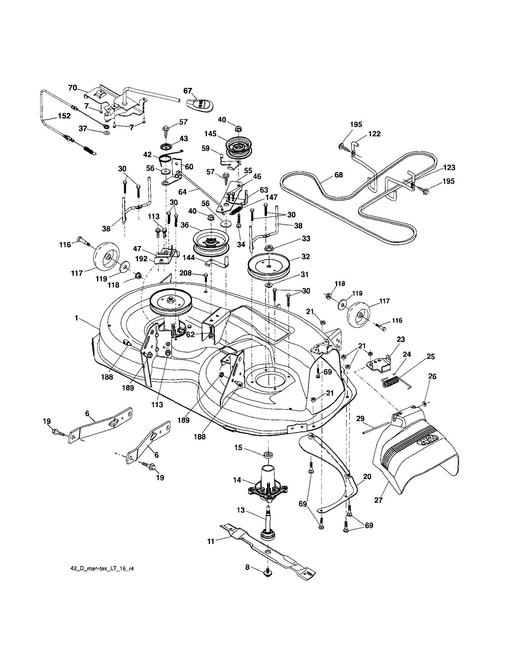 Poulan 96042010700 mower deck diagram