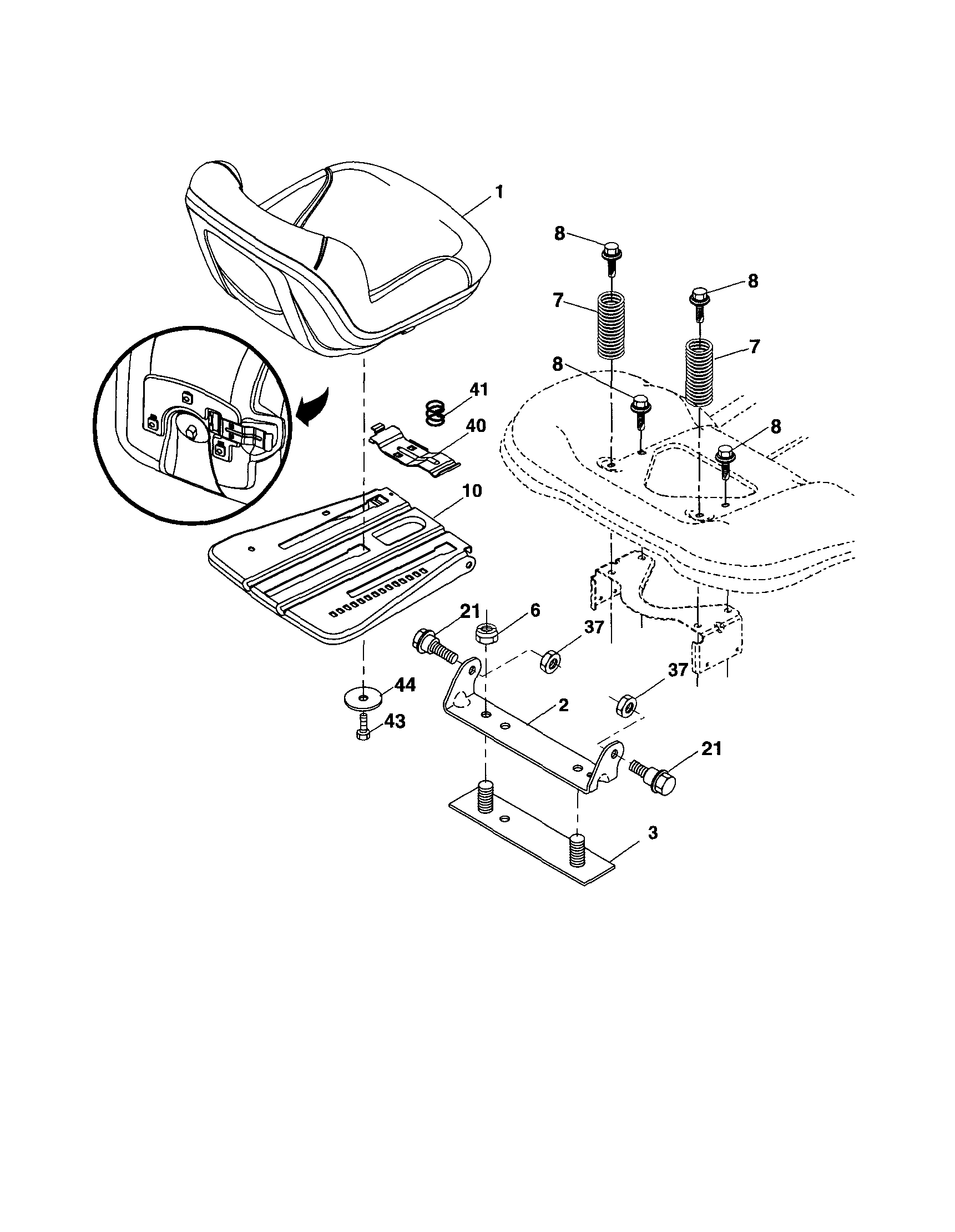 Poulan 96042010700 seat diagram