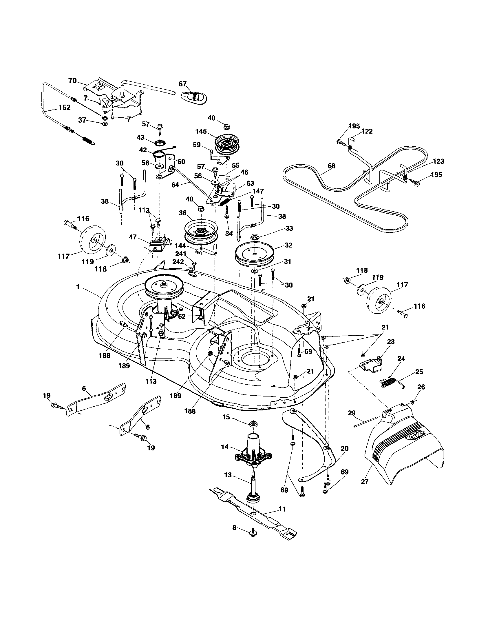 Poulan PB2042YT mower deck diagram