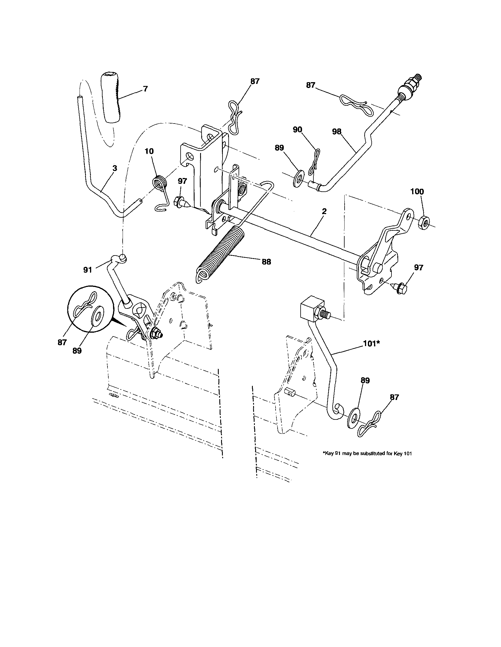 Poulan PB2042YT mower lift diagram