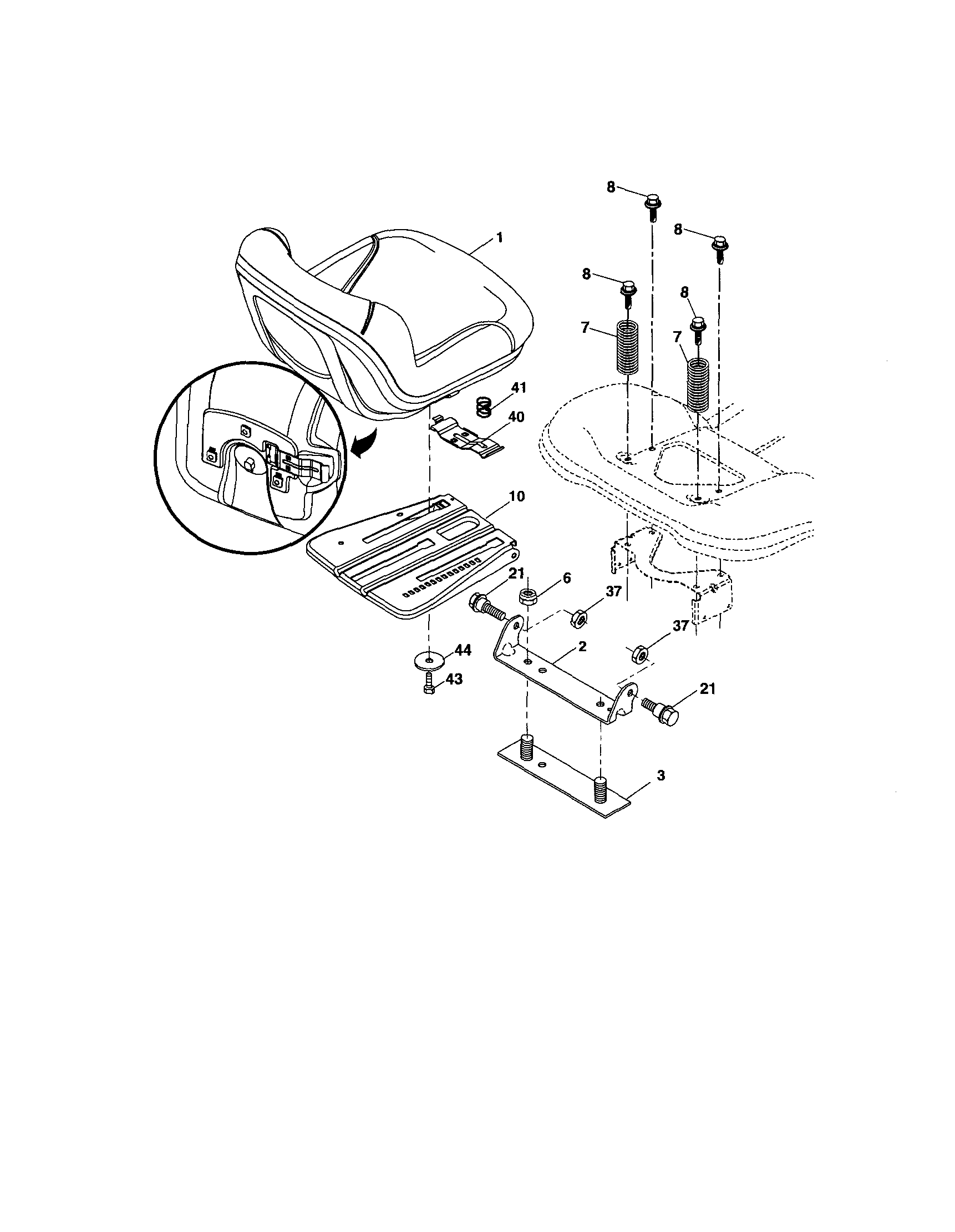 Poulan PB2042YT seat diagram