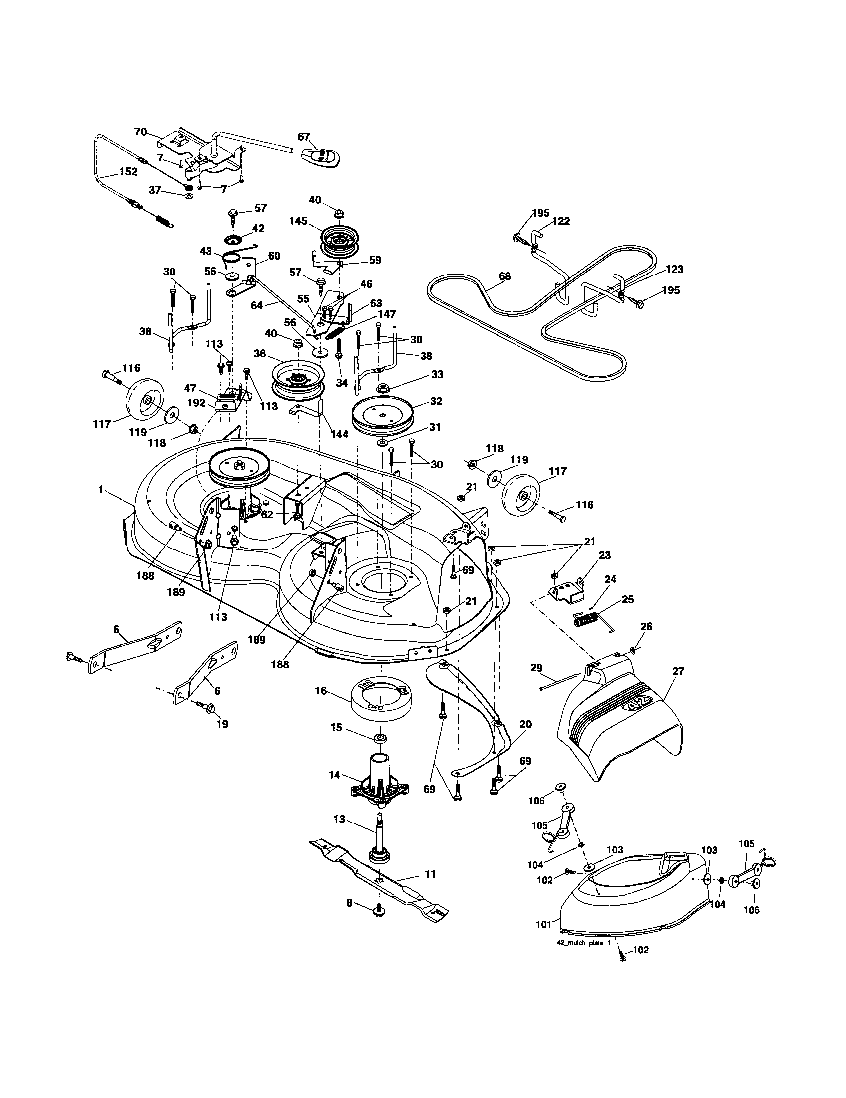 Poulan 96041001400 mower deck diagram