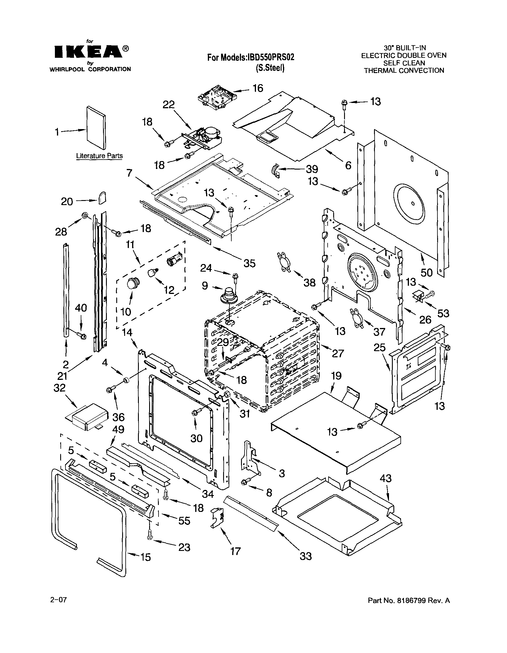 Ikea IBD550PRS02 oven diagram