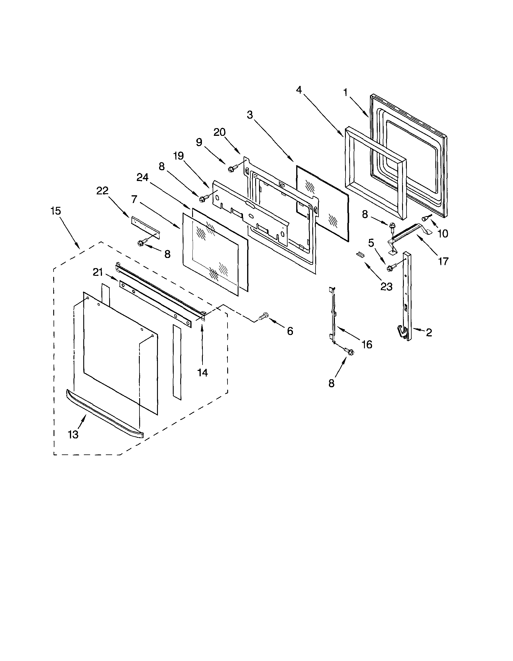Ikea IBD550PRS02 oven door diagram