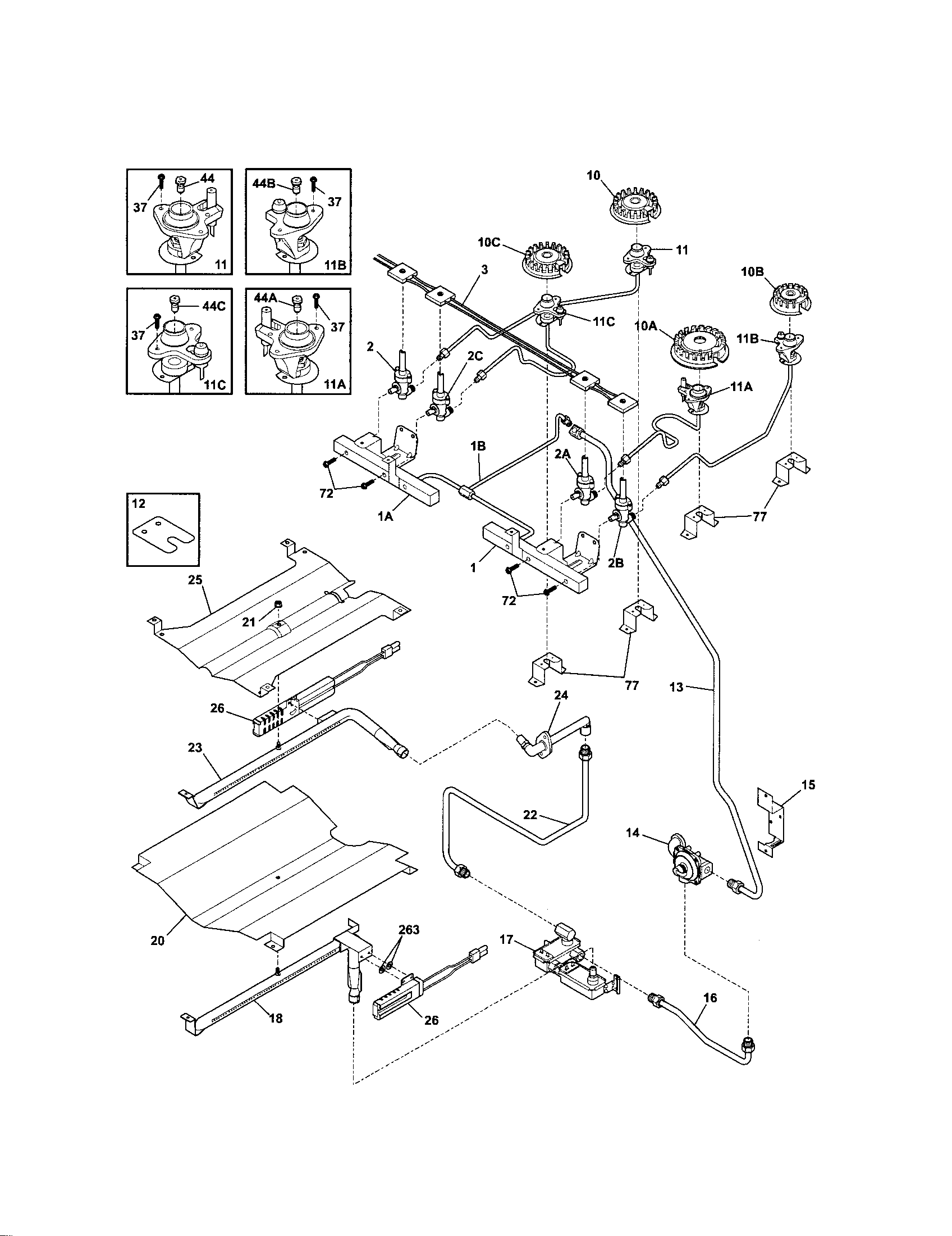 Kenmore Elite 79036704505 burner diagram