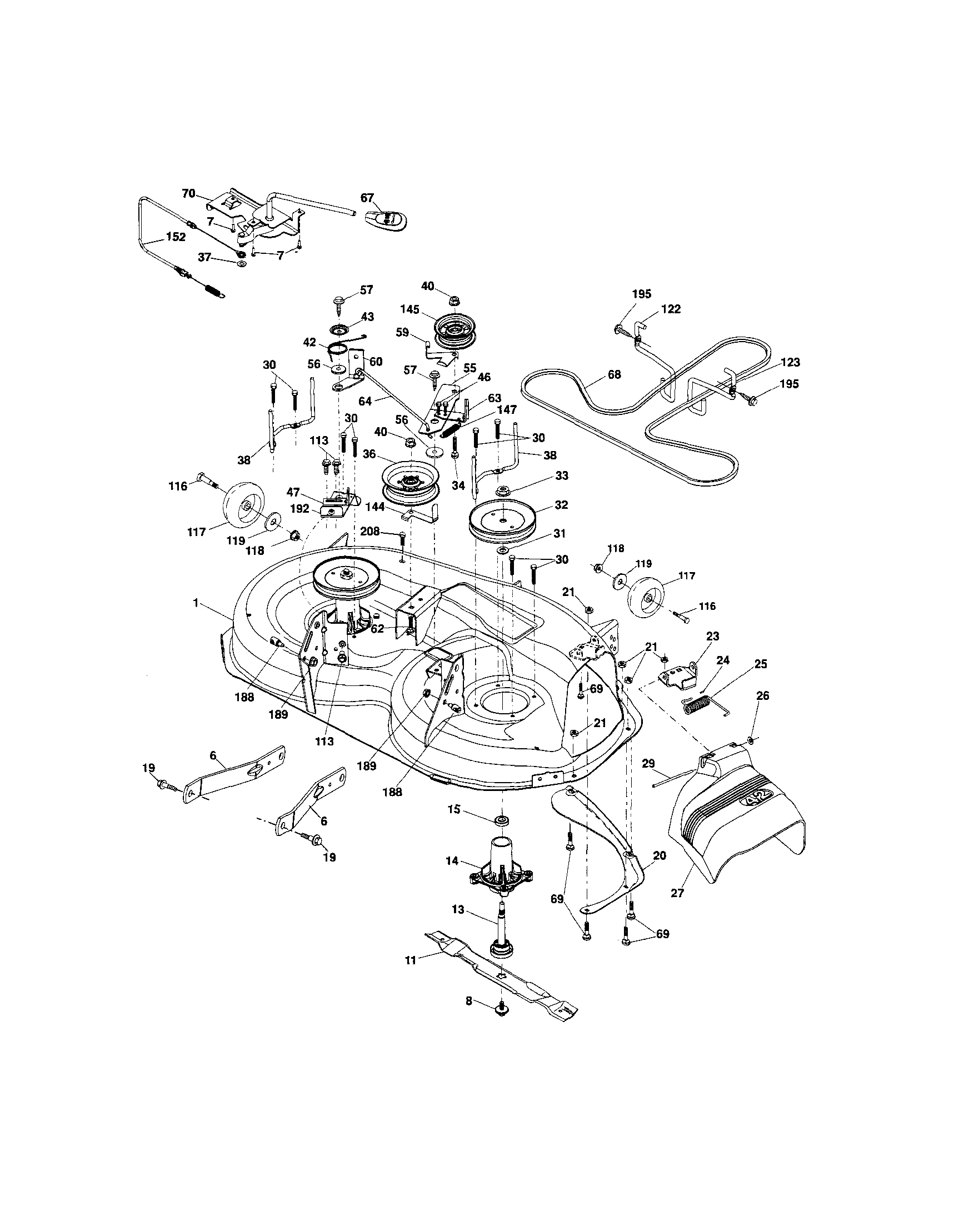 Craftsman 917289106 mower deck diagram