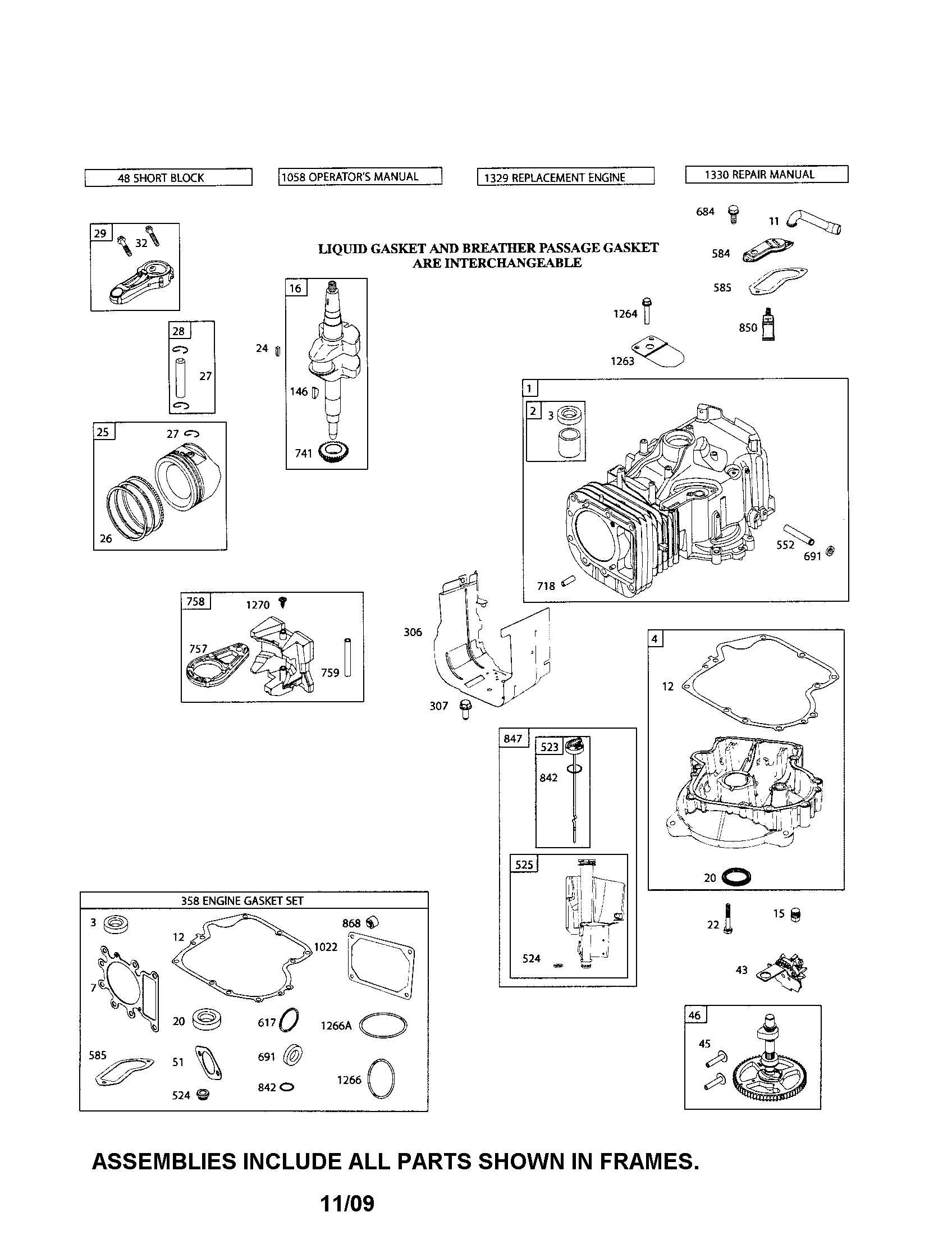 Craftsman 917254191 cylinder/crankshaft/crankcase diagram