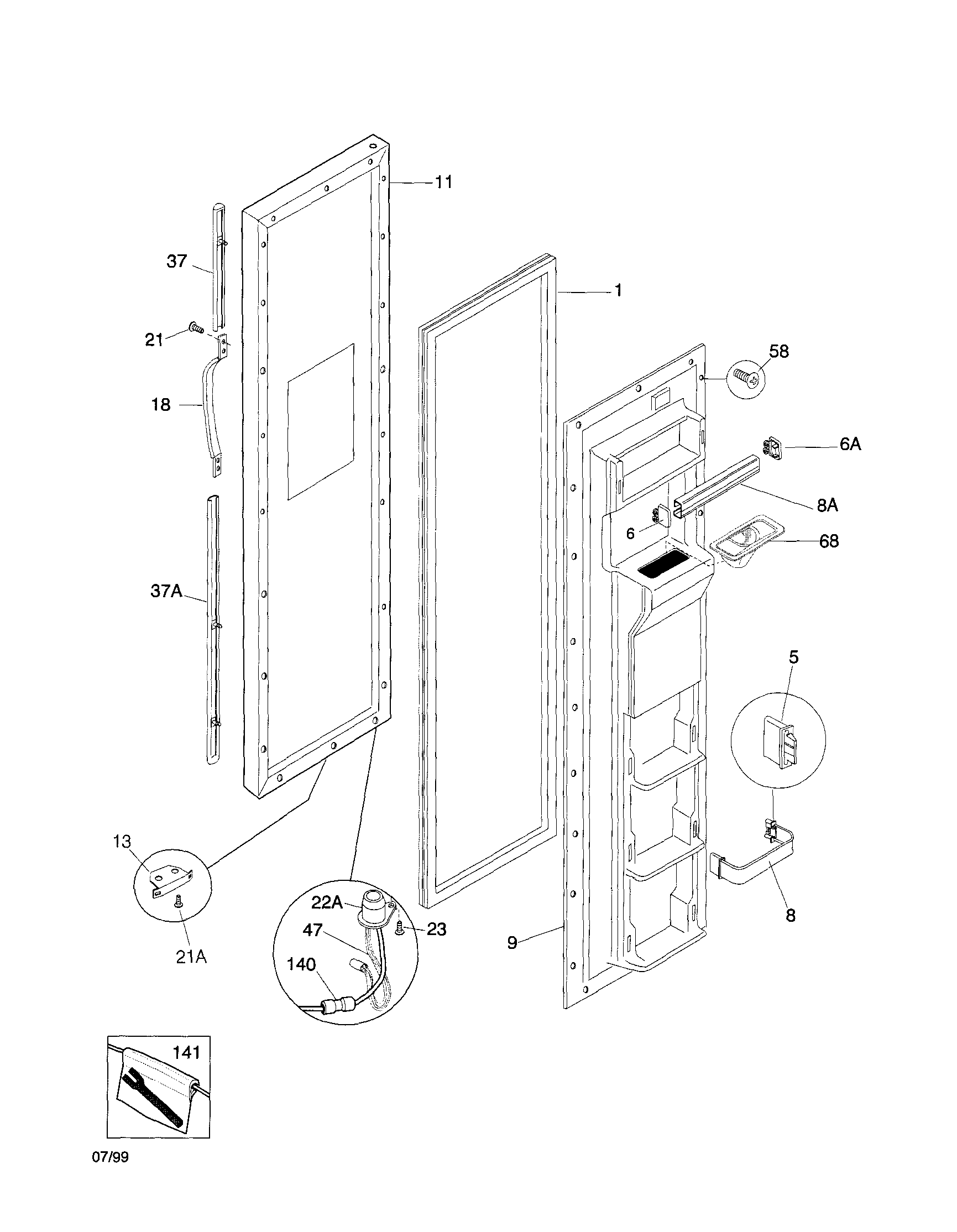 Frigidaire FRS26ZRGD8 freezer door diagram