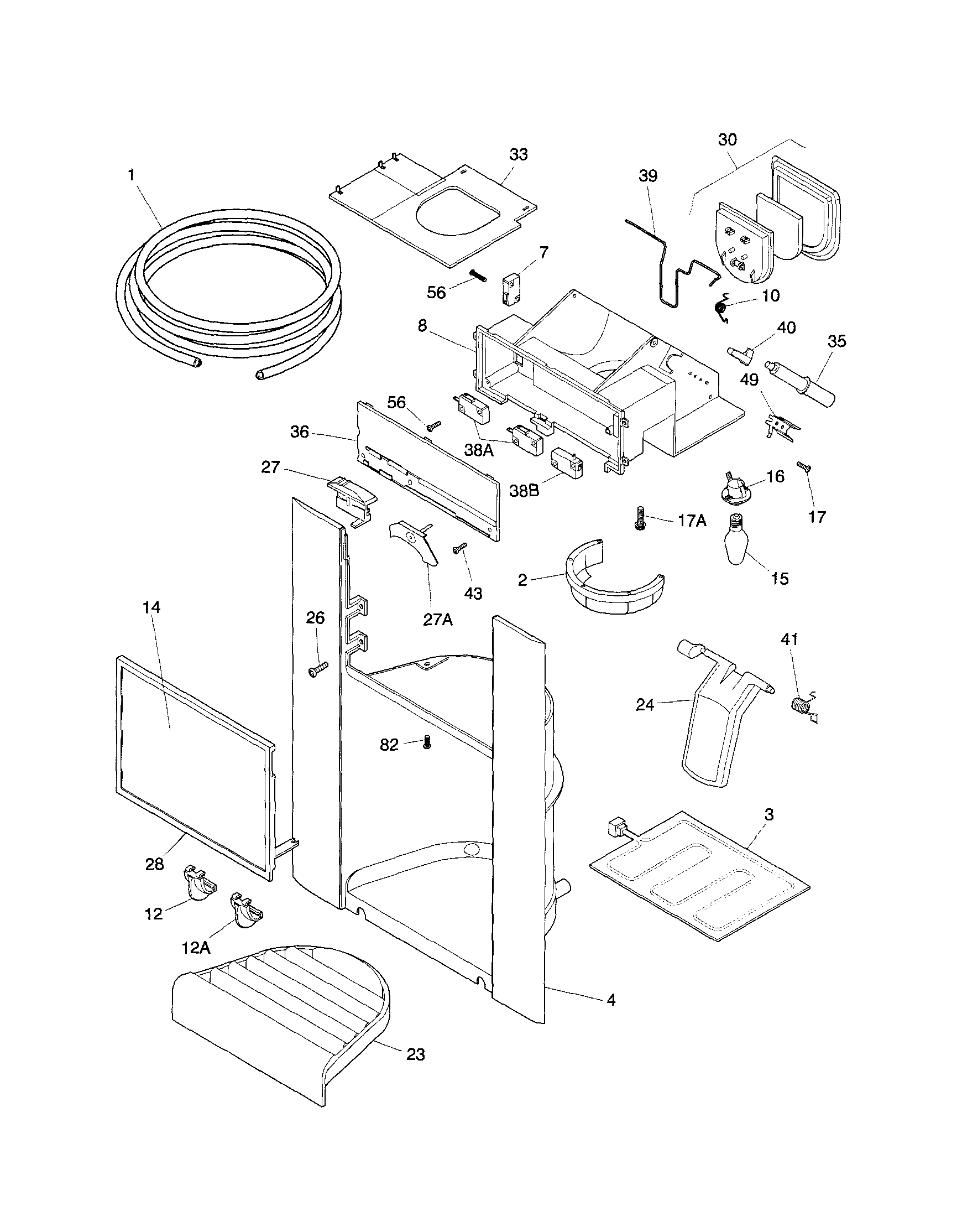Frigidaire FRS26ZRGD8 dispenser diagram