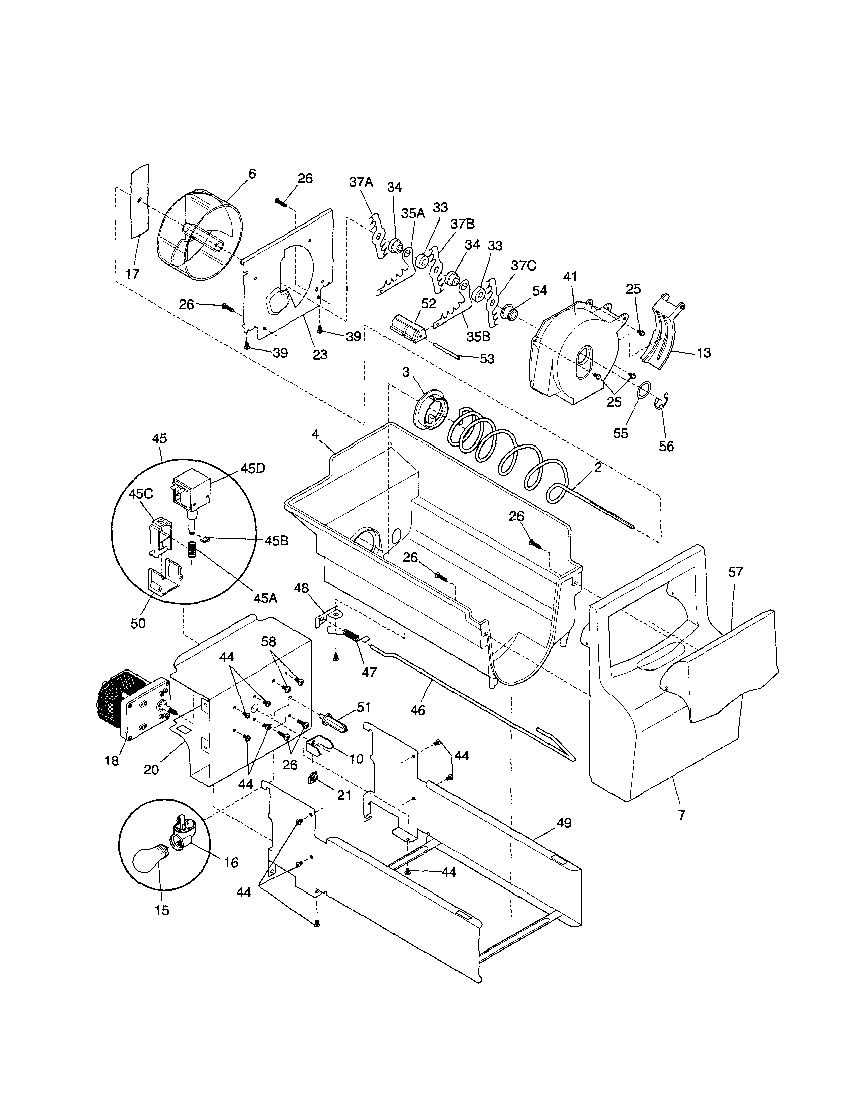 Frigidaire FRS26ZRGD8 ice container diagram