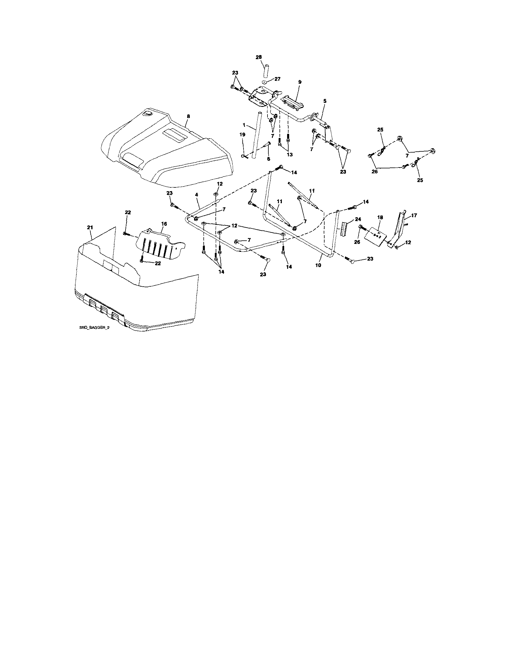 Craftsman 917280330 bag cover/deflector bagger diagram