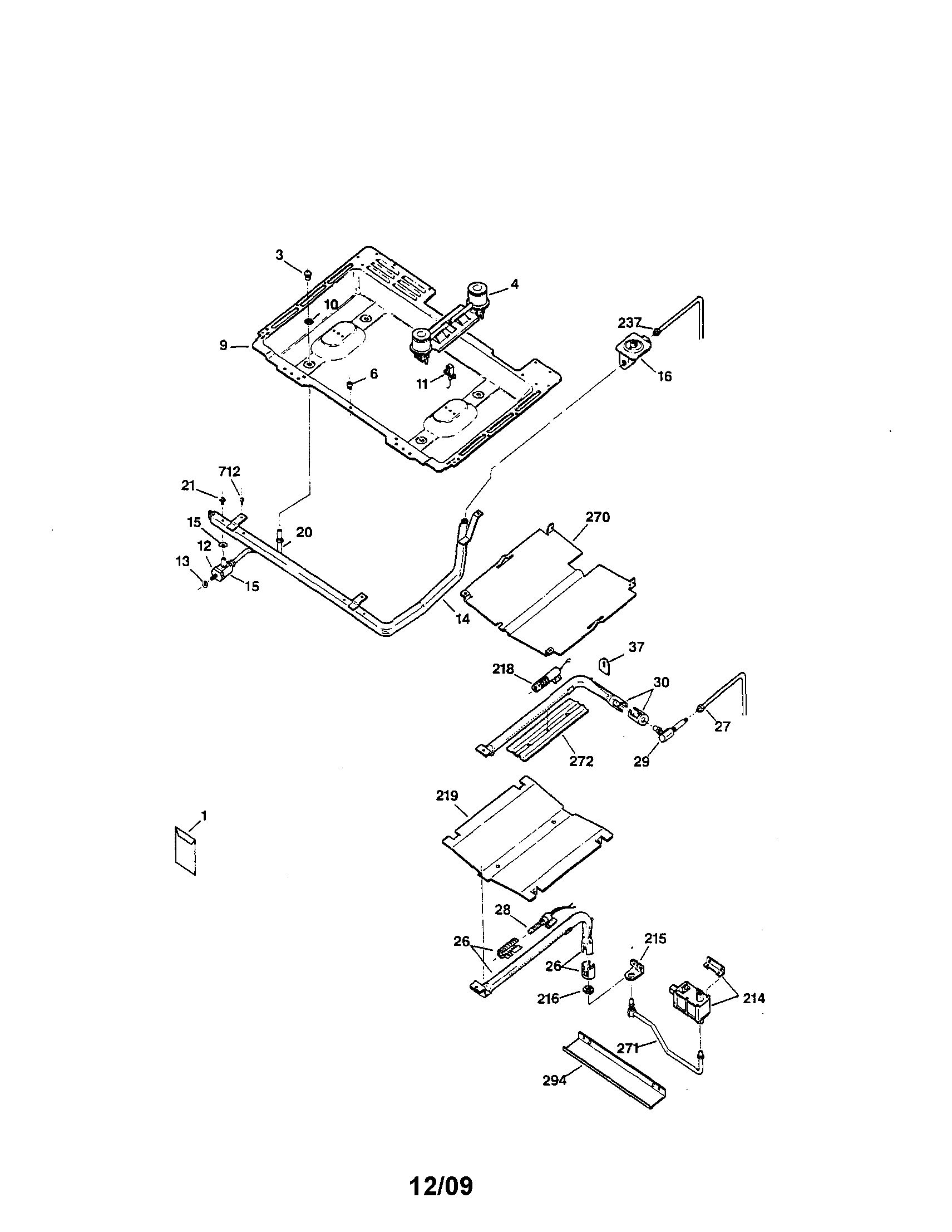 Kenmore 36273278691 gas & burner diagram