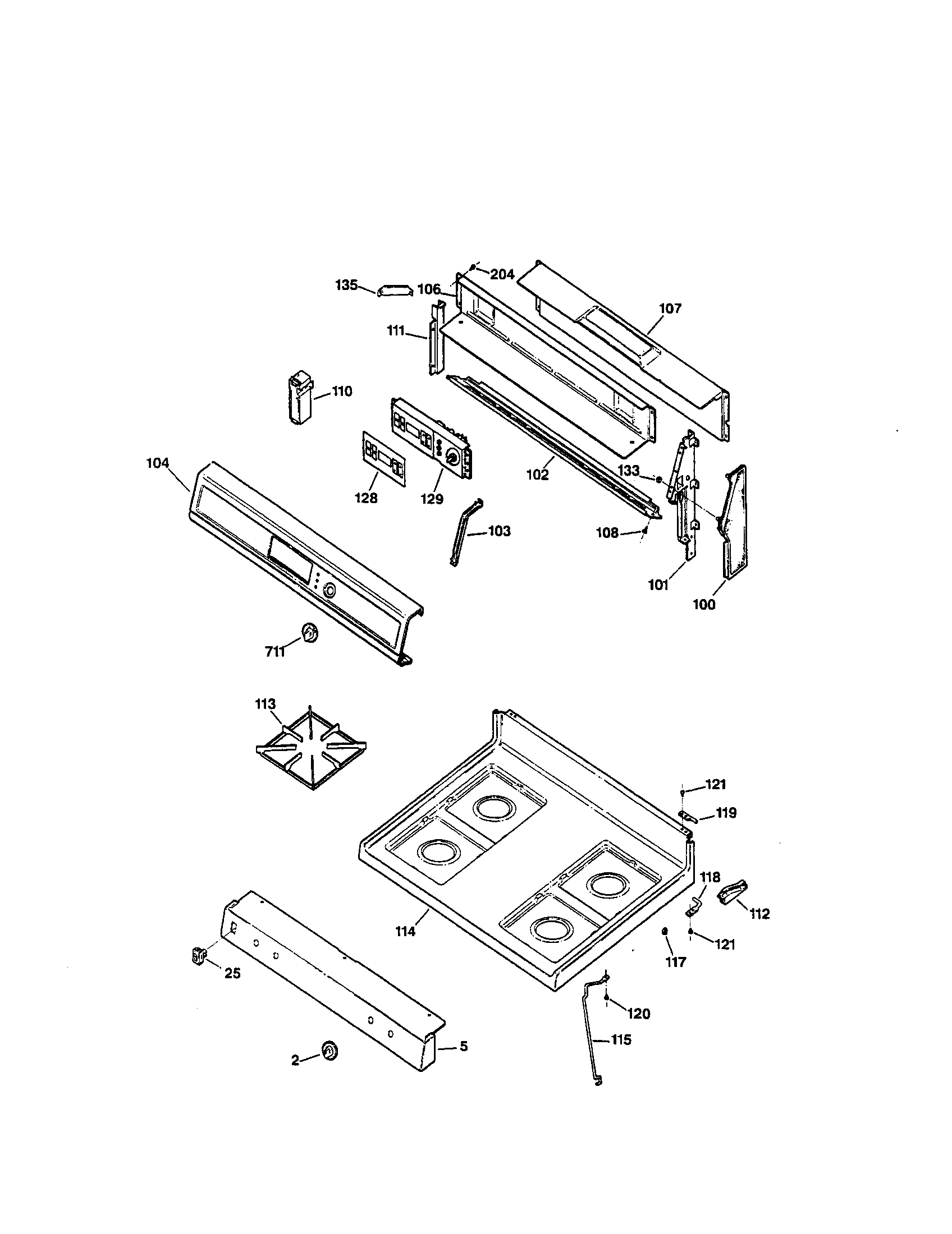 Kenmore 36273278691 control panel & cooktop diagram