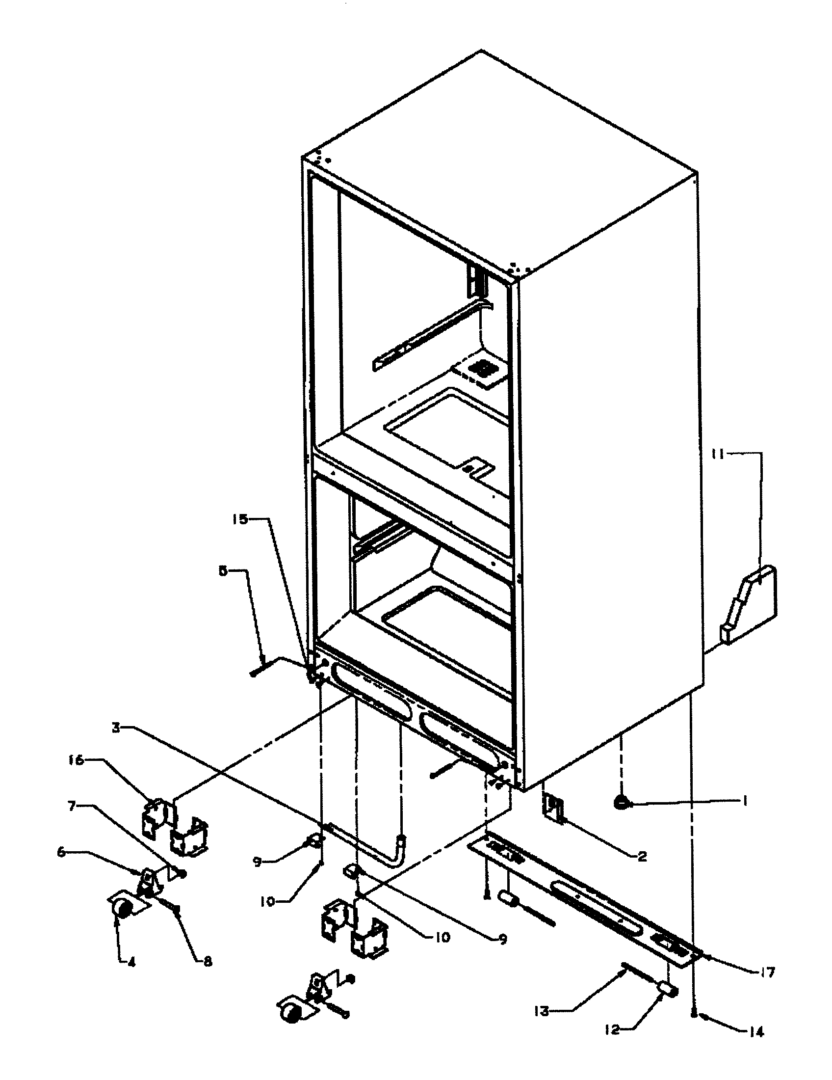 Amana BZ22RE-P1161601WE rollers/drain tub diagram
