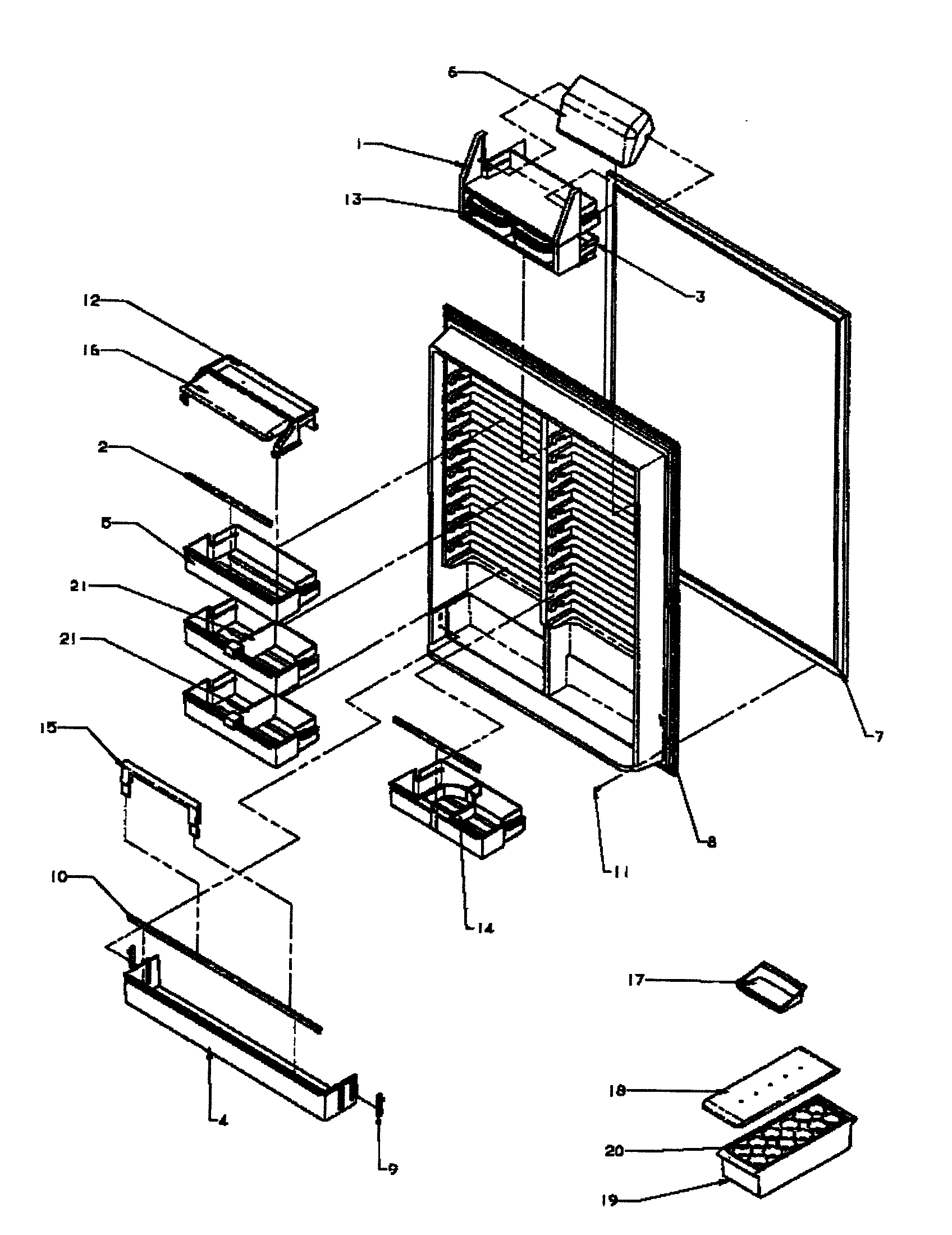 Amana BX22RW-P1161602WW refrigerator inner door diagram