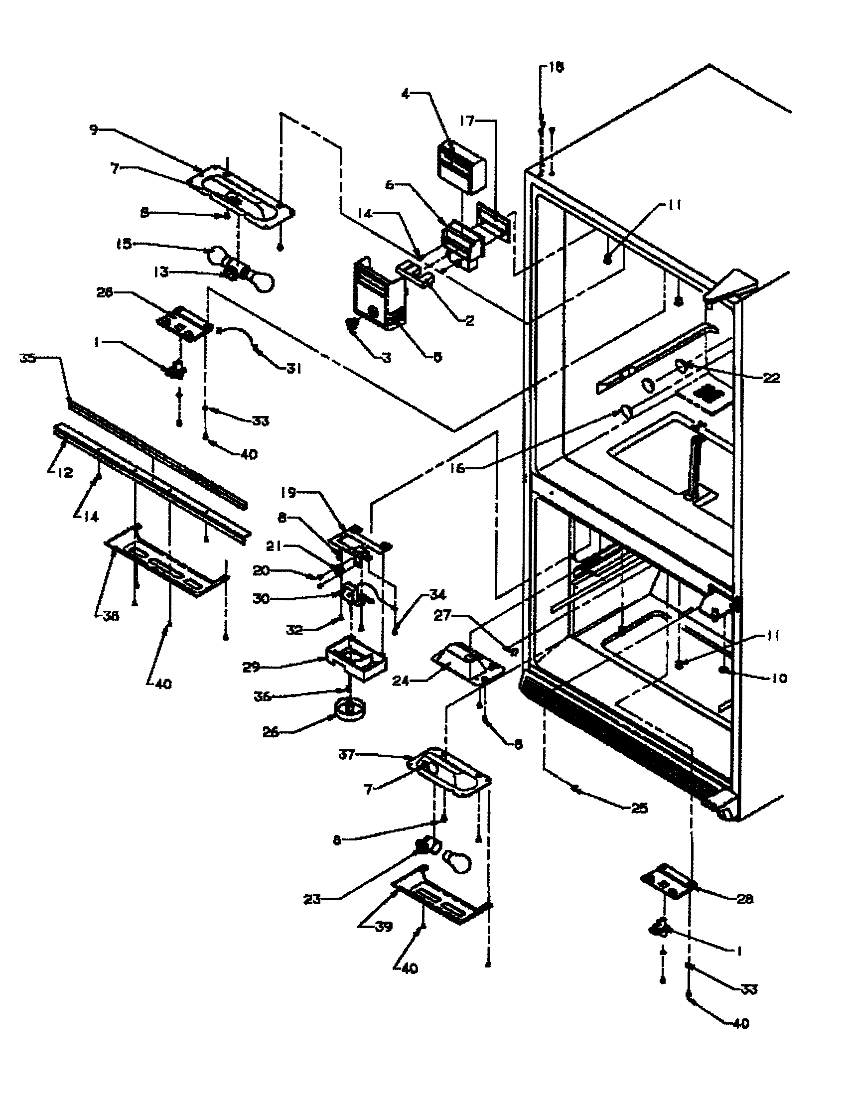 Amana BX22RW-P1161602WW control switches/lights diagram