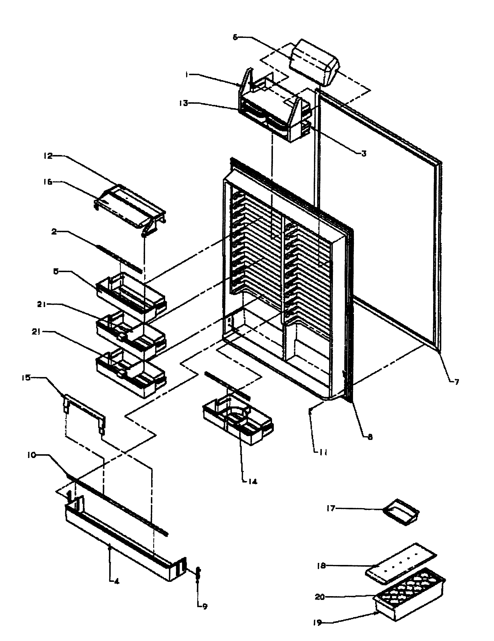 Amana BZ22R3L-P1183602WL refrigerator inner door diagram