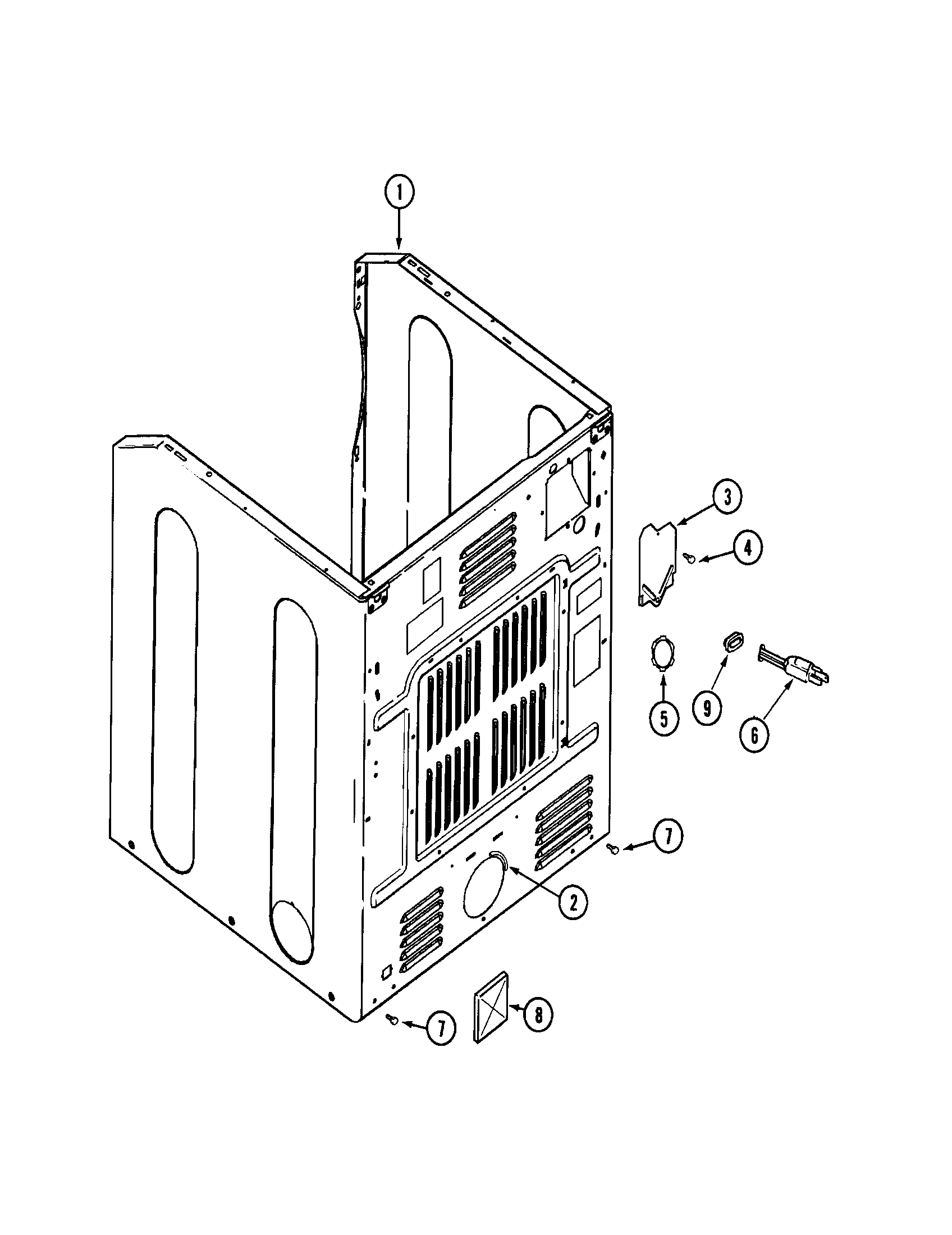 Maytag MDG8600AWW cabinet-rear diagram