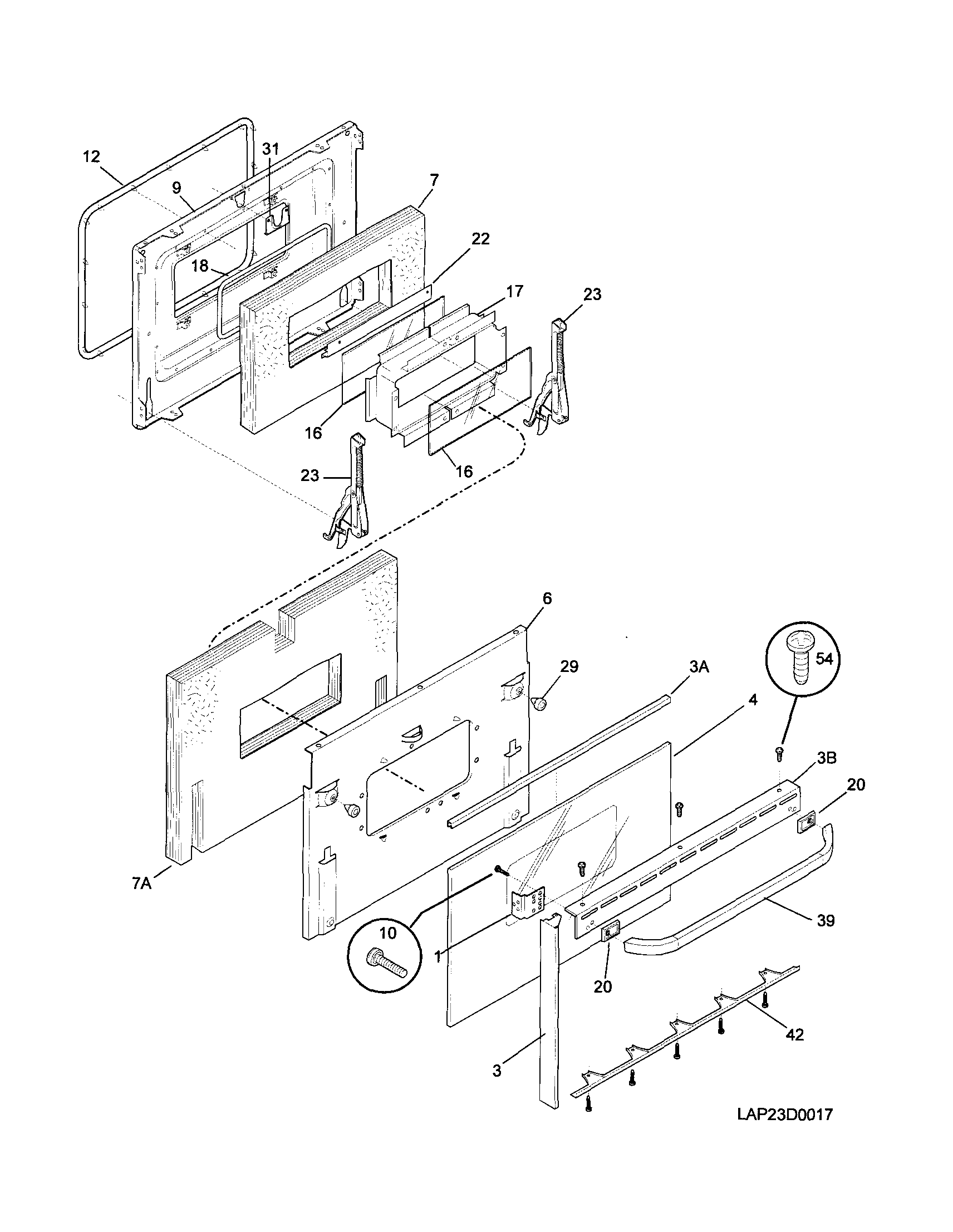 Frigidaire FES355CCSI door diagram