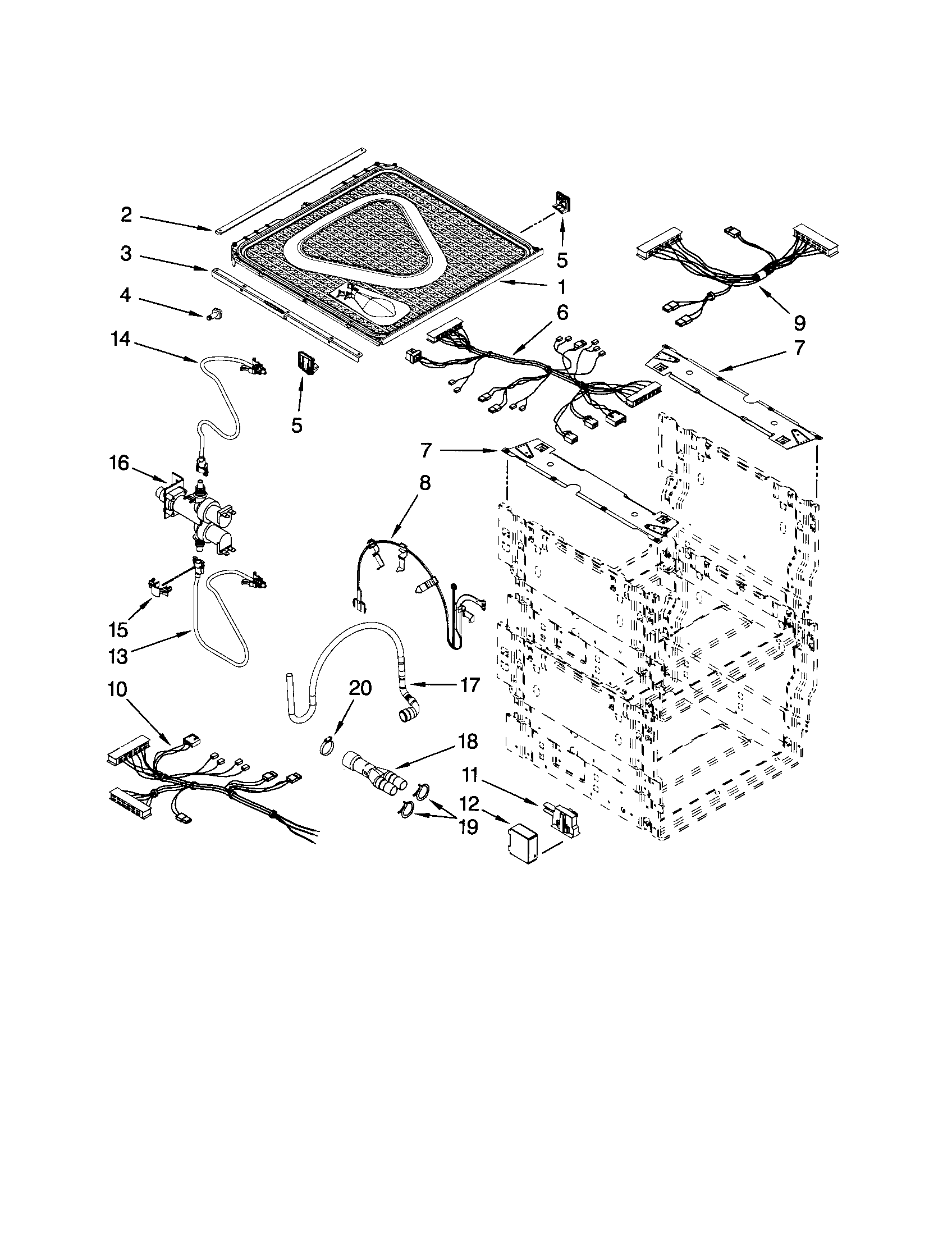 Kenmore Elite 46513333600 frame & lid diagram