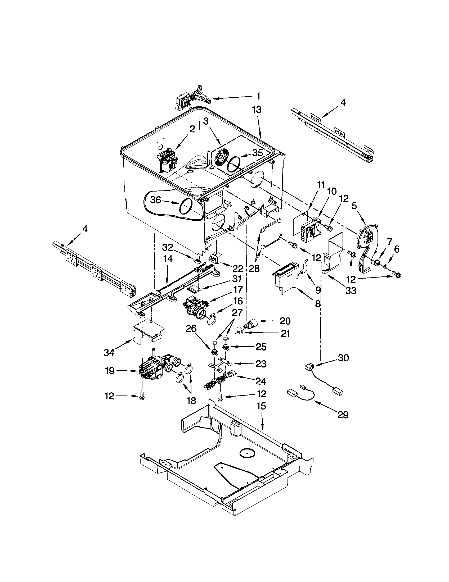 Kenmore Elite 46513333600 tub diagram