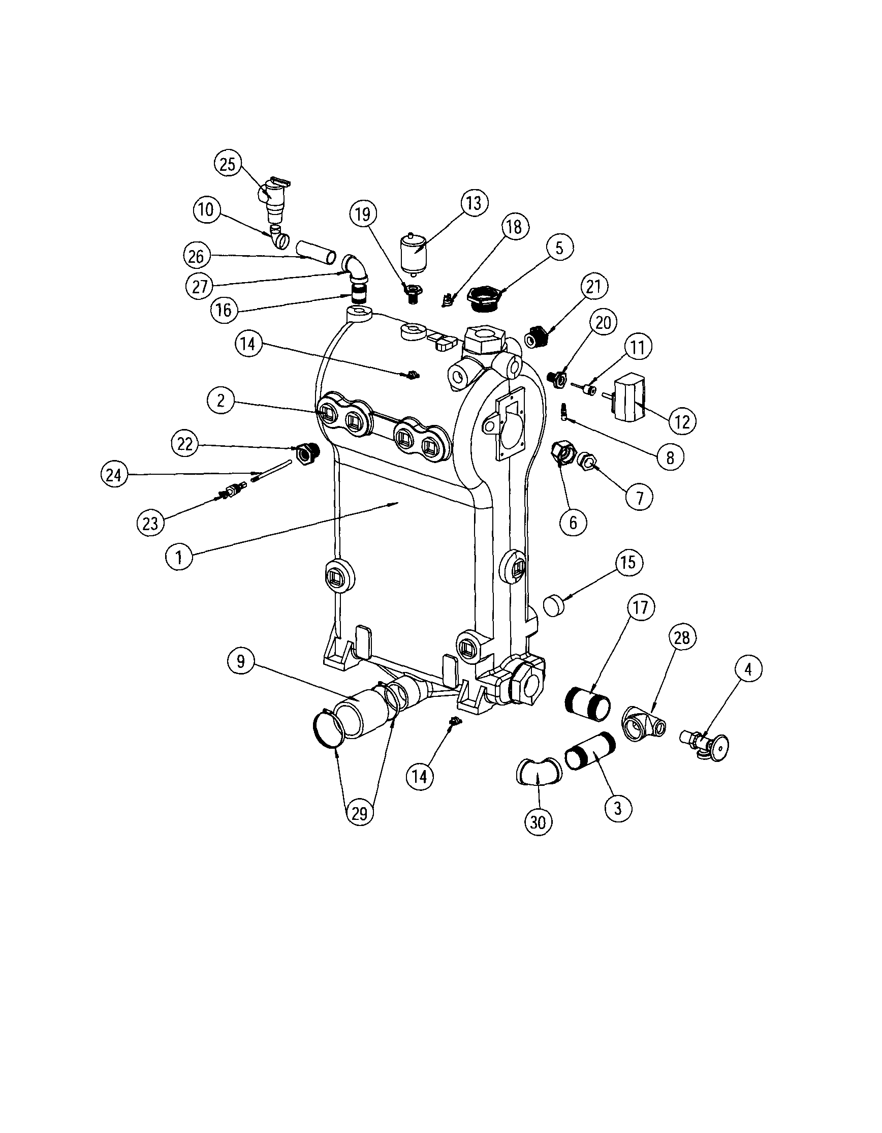 Dunkirk FW95M-200 boiler block & piping diagram