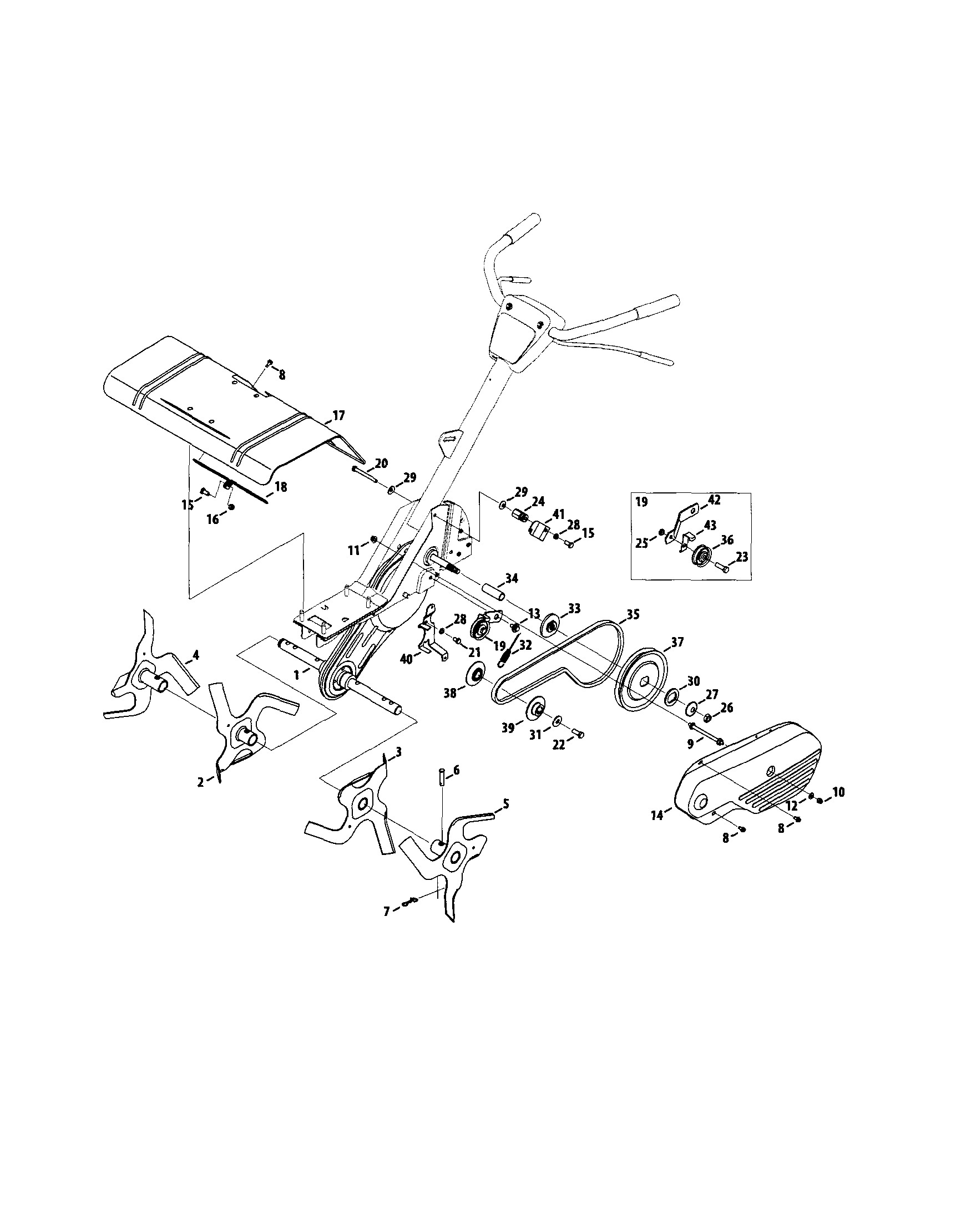 Craftsman 24729922 tines/chain case diagram
