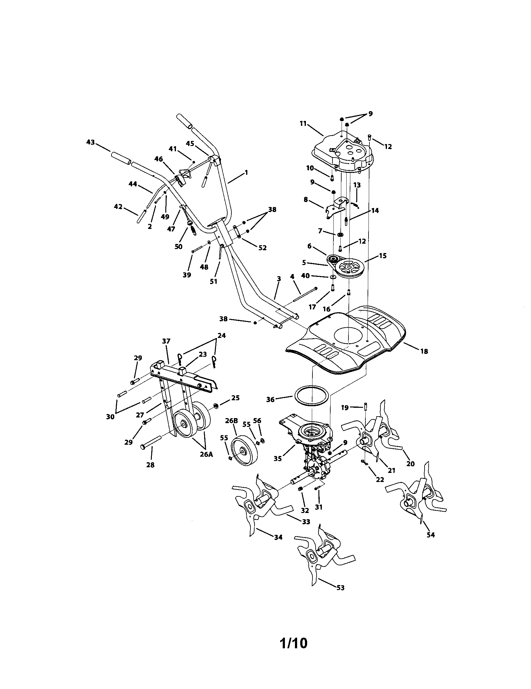 MTD SERIES 210-240 tiller diagram